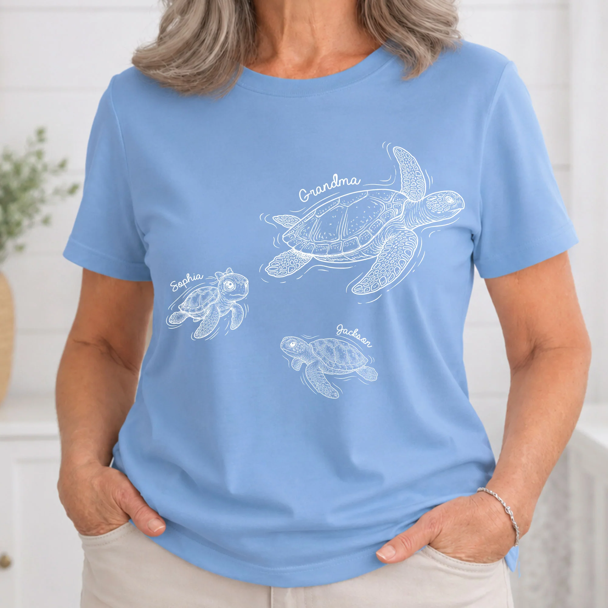 Grandma Turtle With Kids Names - Personalized Shirt - Image 3