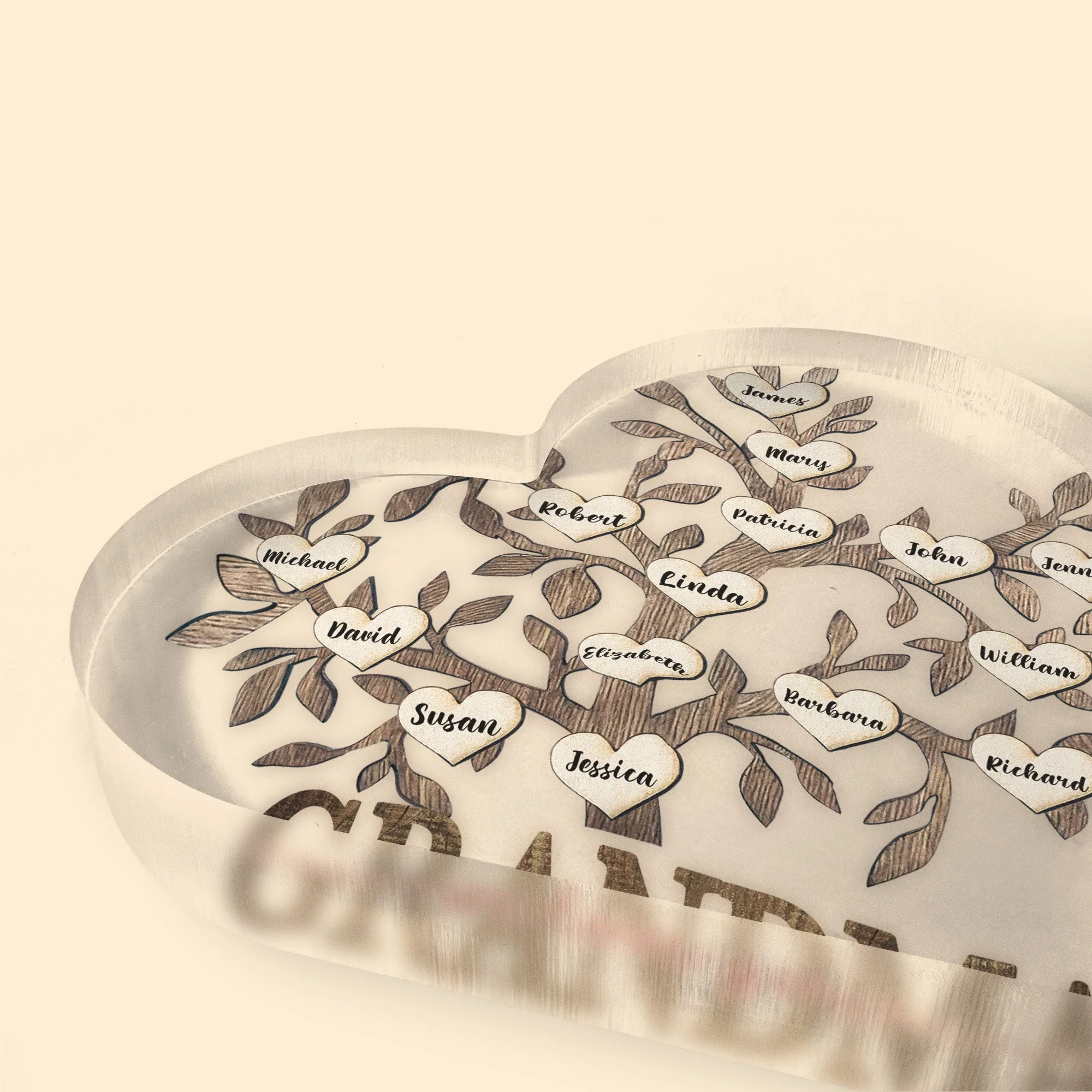 Grandma We Love You - Personalized Heart Shaped Acrylic Plaque - Image 3