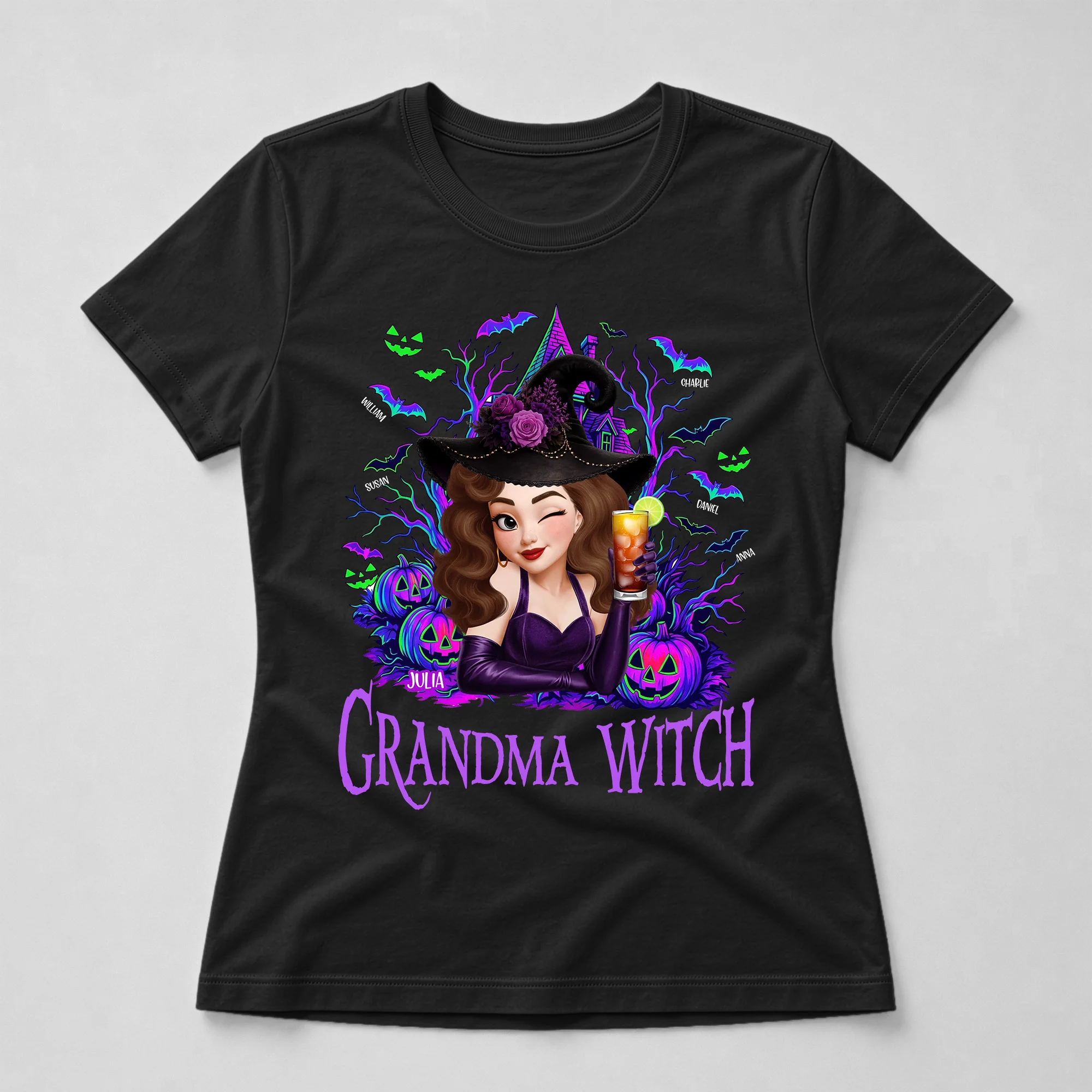 Grandma Witch Halloween Customes, Grandma Halloween Gift - Personalized Shirt - Image 4