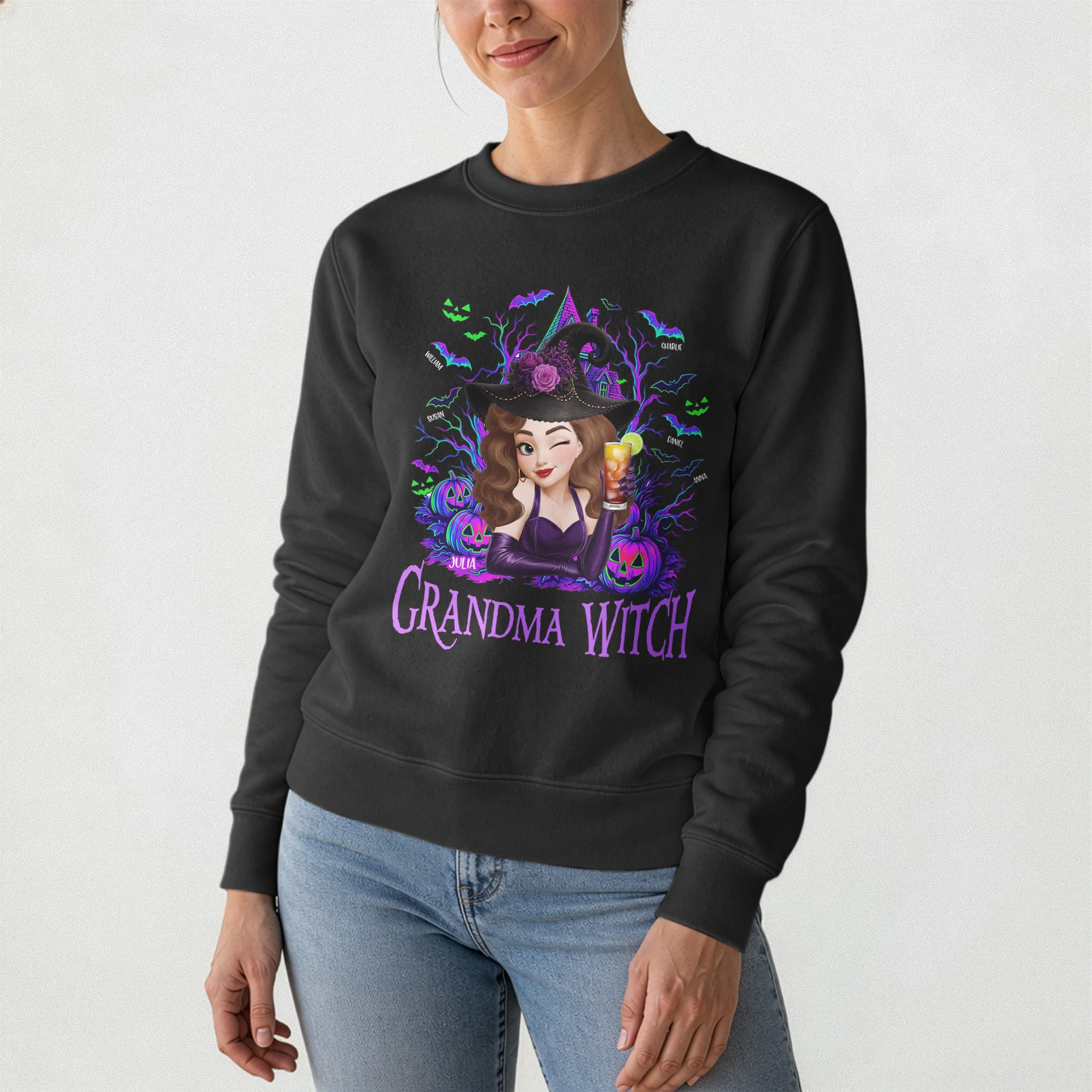 Grandma Witch Halloween Customes, Grandma Halloween Gift - Personalized Shirt - Image 7