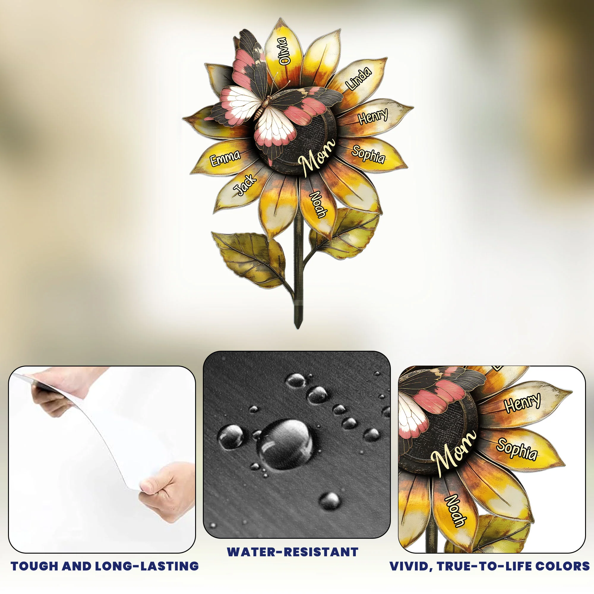 Grandma's Beautiful Sunflower Mom Mimi - Personalized Metal Garden Stake - Image 6