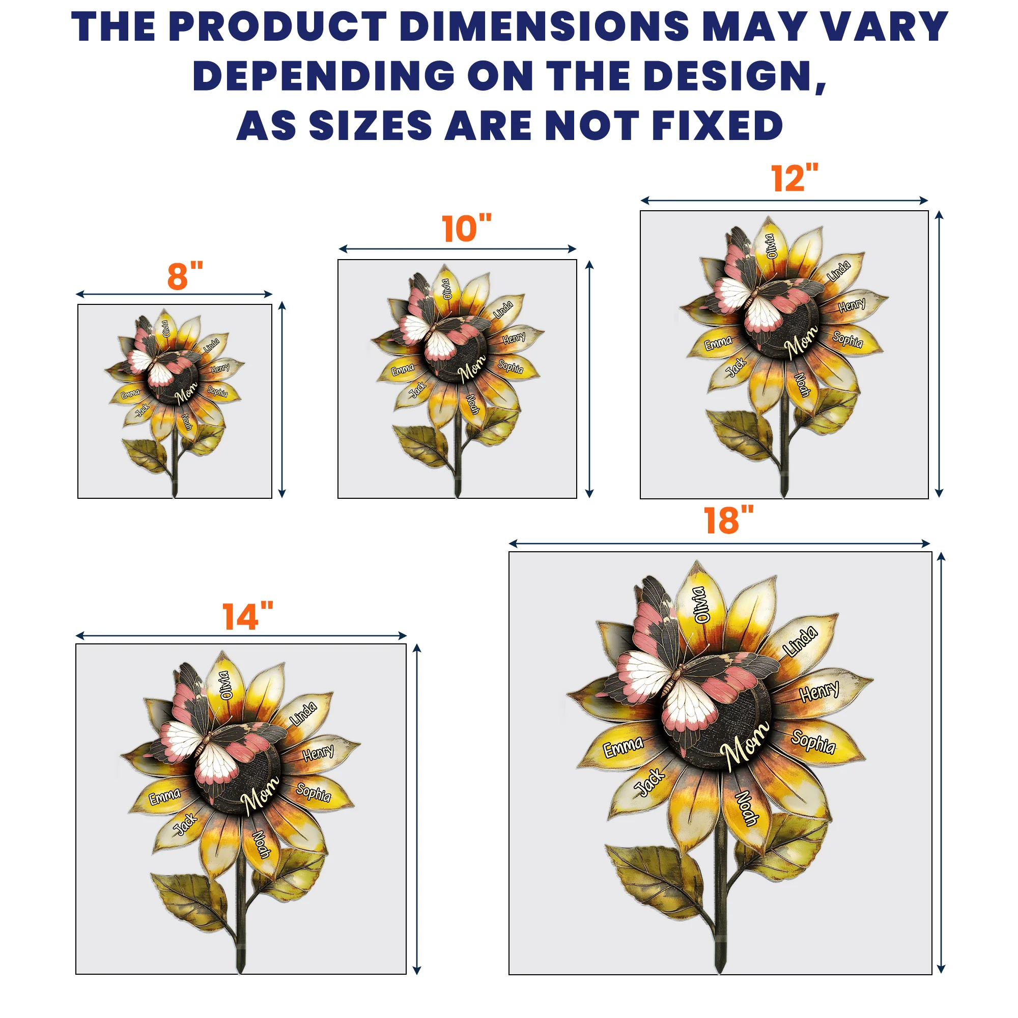 Grandma's Beautiful Sunflower Mom Mimi - Personalized Metal Garden Stake - Image 7