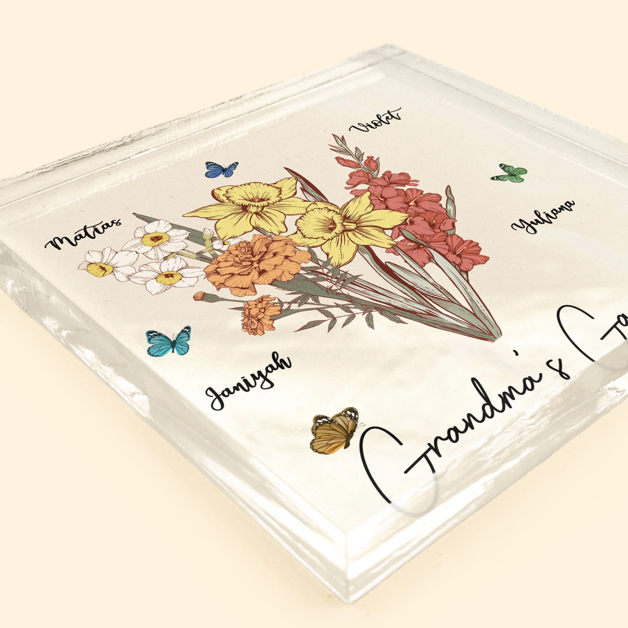 Grandma's Garden Birth Flowers - Personalized Acrylic Plaque - Image 4