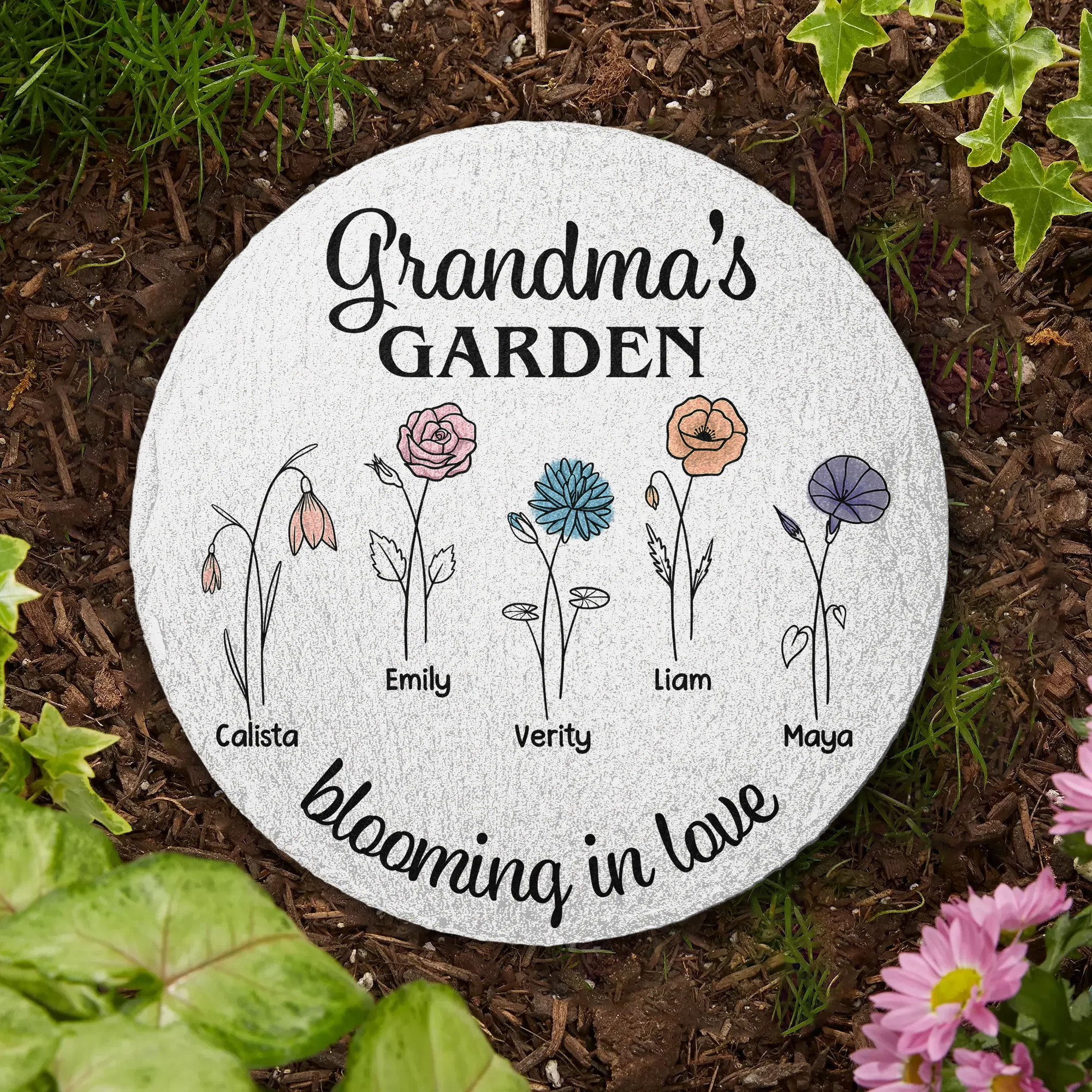 Grandma's Garden Blooming In Love - Personalized Garden Stone - Image 2