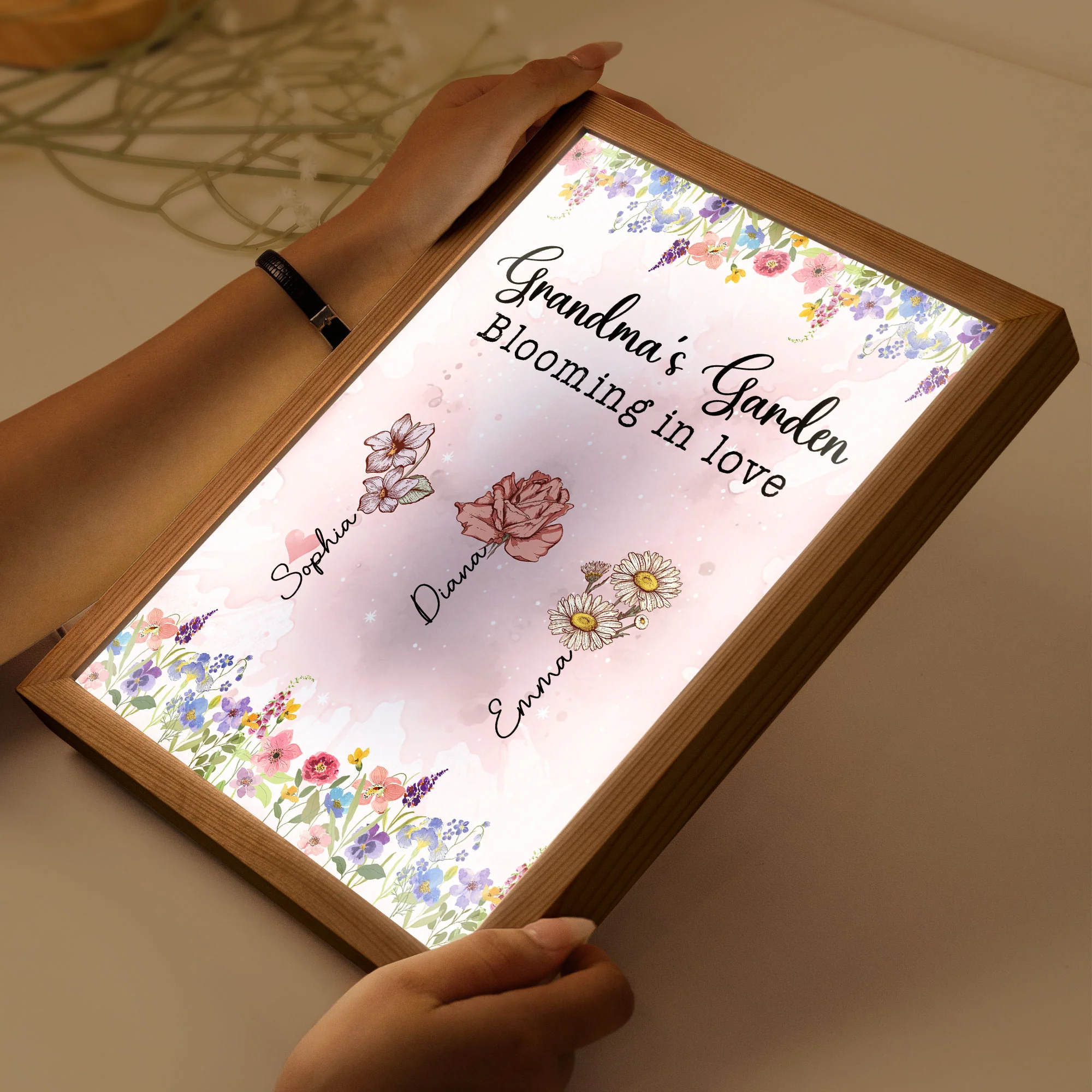 Grandma's Garden Blooming In Love - Personalized Light Up Picture Frame - Image 7
