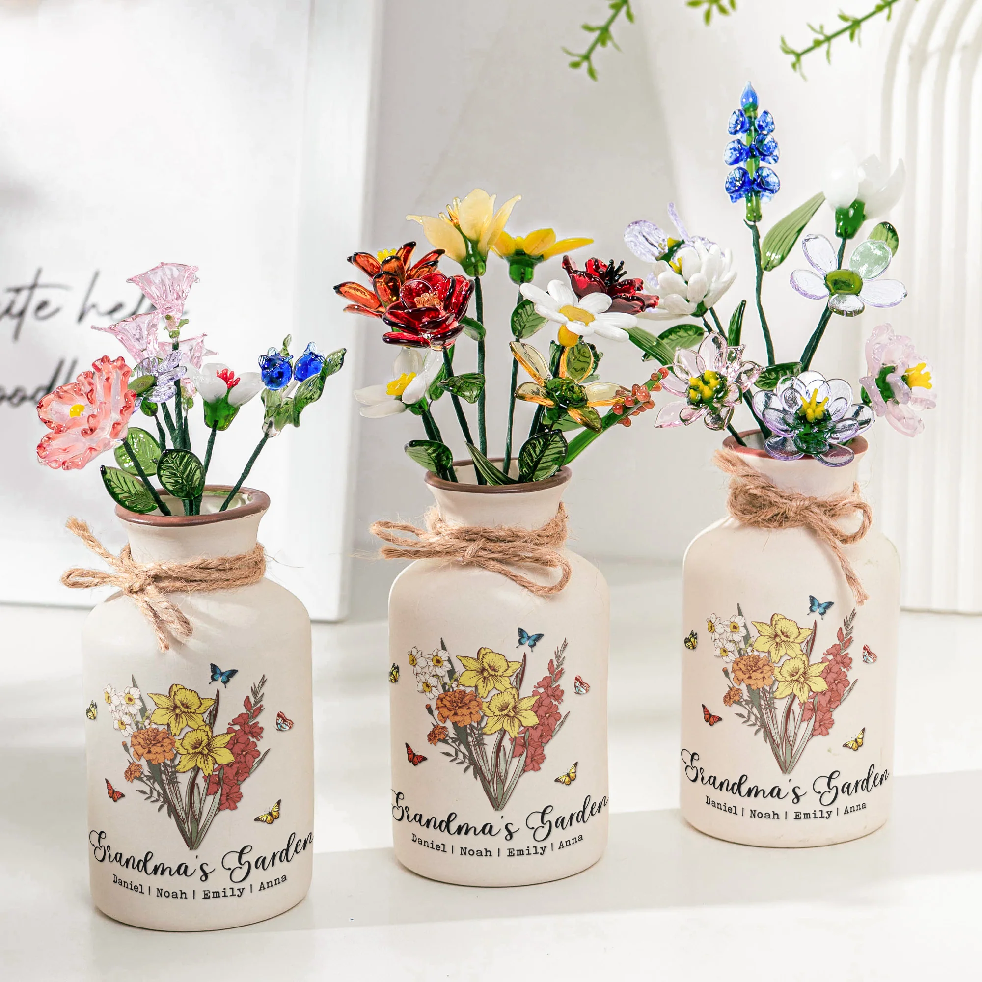 Grandma's Garden Bouquet - Personalized Vase (Only Vase, Flowers Excluded) - Image 2