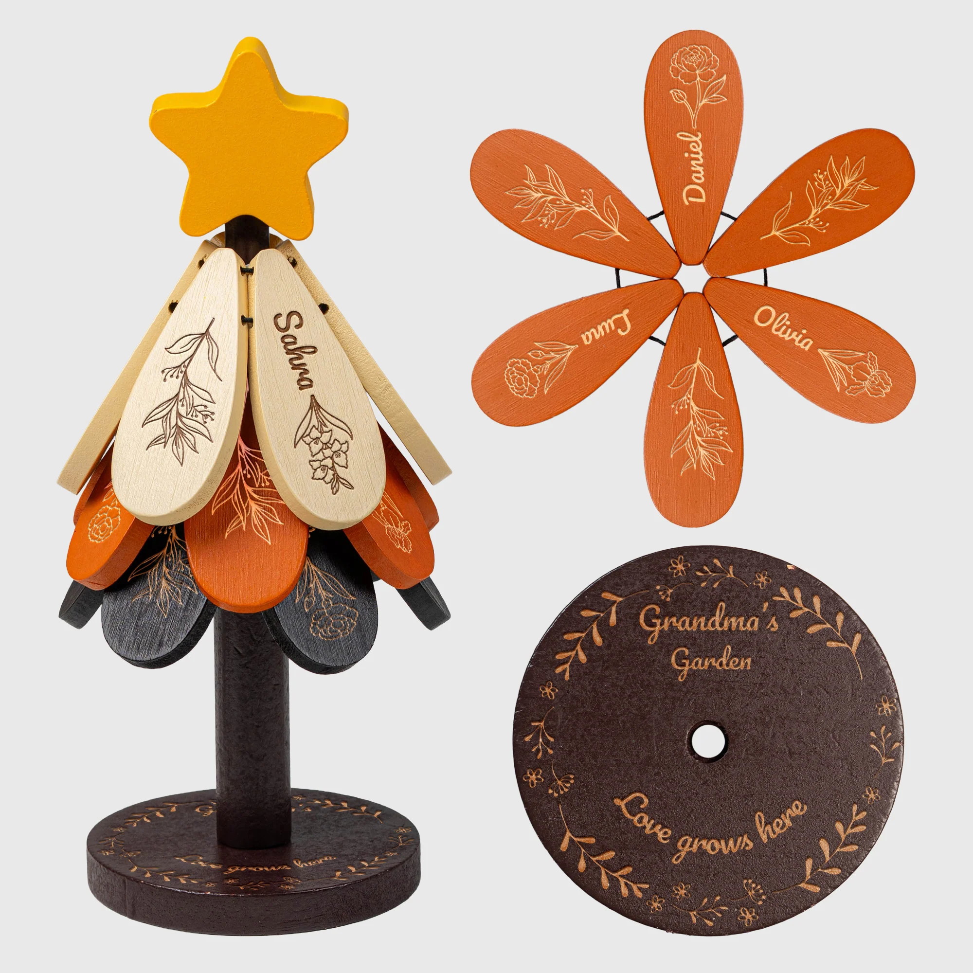 Grandma's Garden Engraved Birth Flower - Personalized Trivet Tree - Image 2