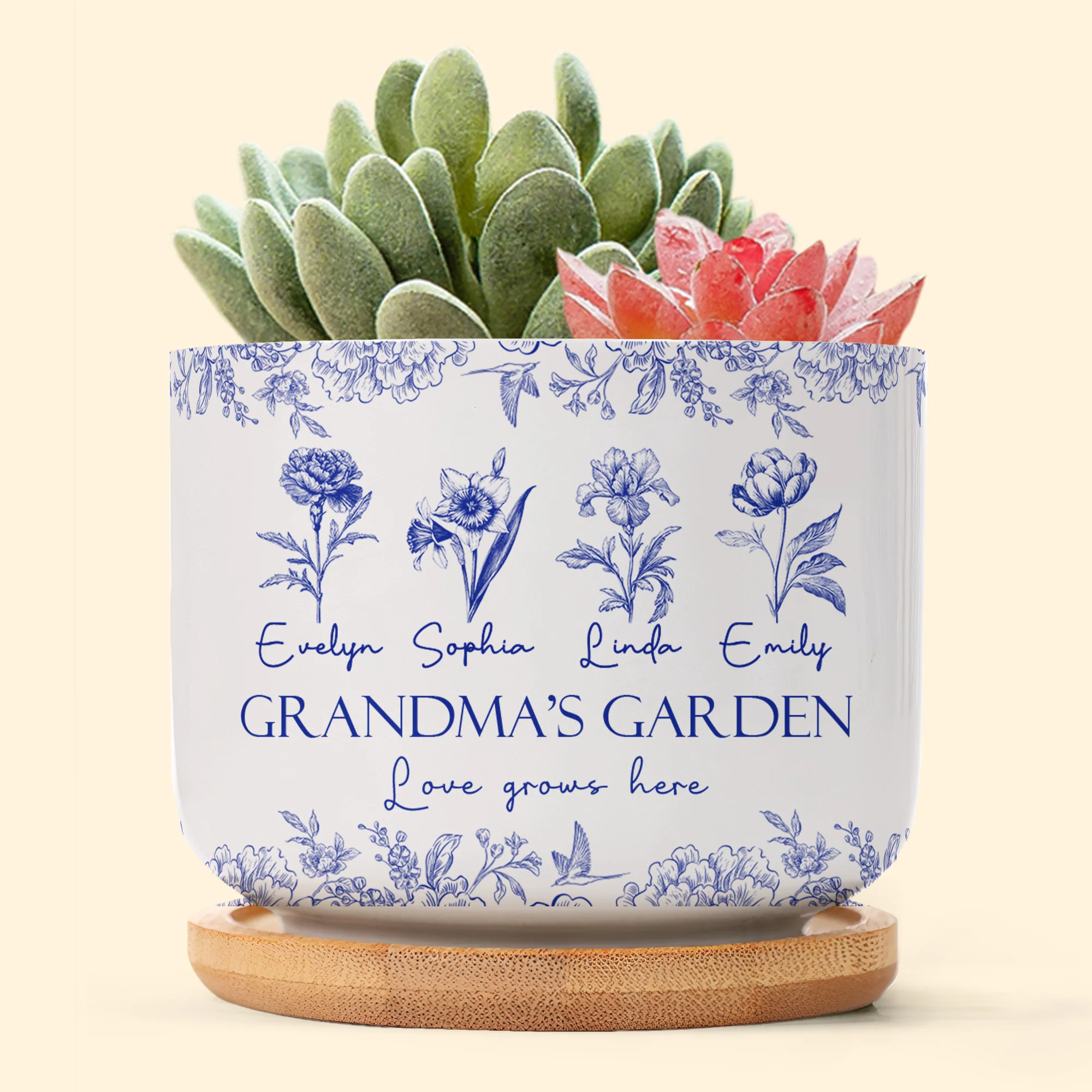 Grandma's Garden Love Grows Here Gift For Grandma - Personalized Ceramic Plant Pot - Image 2