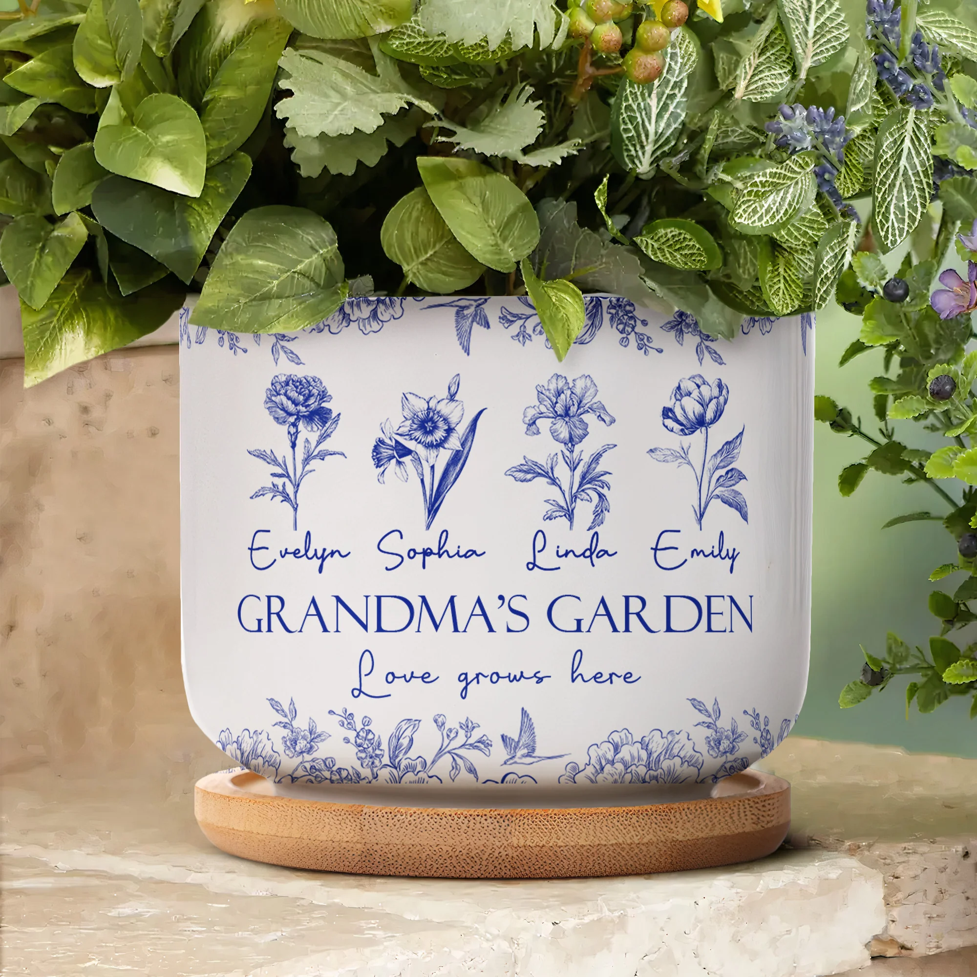 Grandma's Garden Love Grows Here Gift For Grandma - Personalized Ceramic Plant Pot - Image 6