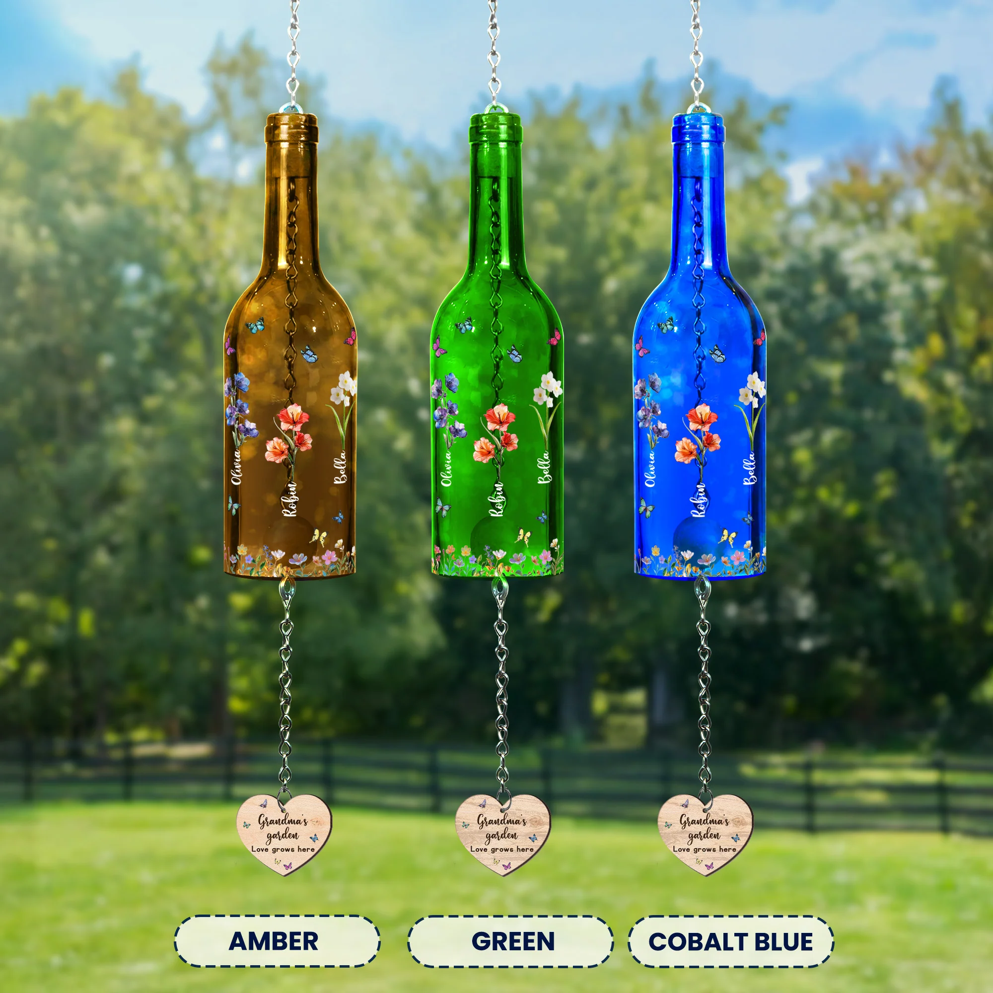 Grandma's Garden Love Grows Here - Personalized Wind Chime - Image 4