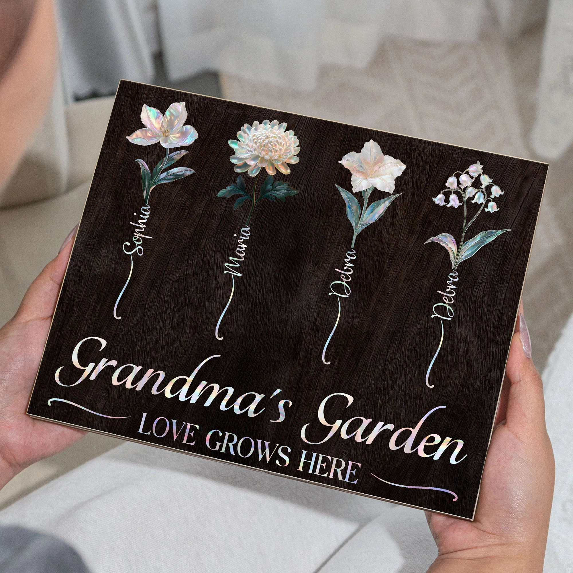 Grandma's Garden - Mother Of Pearl Effect - Personalized Wood Plaque - Image 4