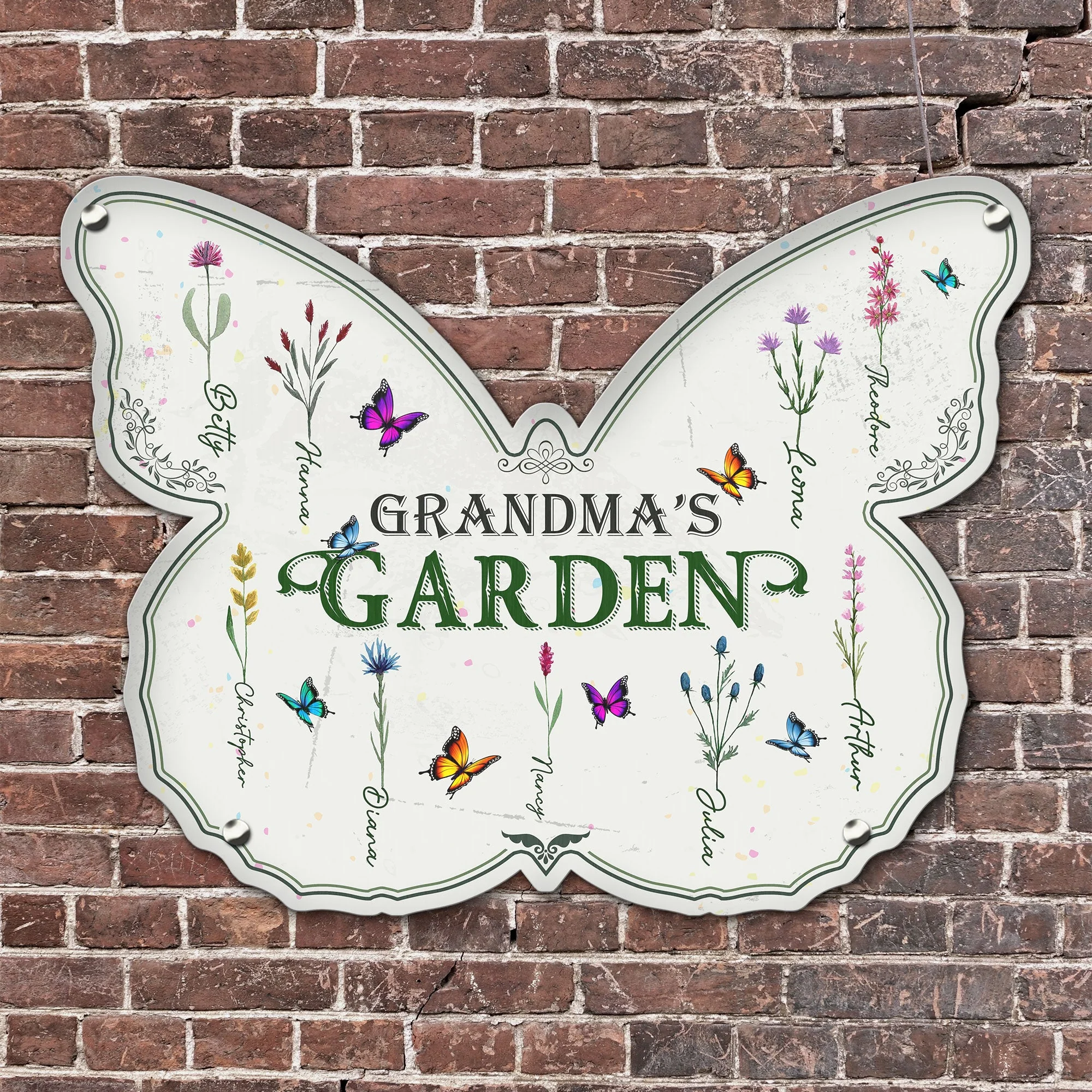 Grandma's Garden - Personalized Butterfly Shaped Metal Sign - Image 2