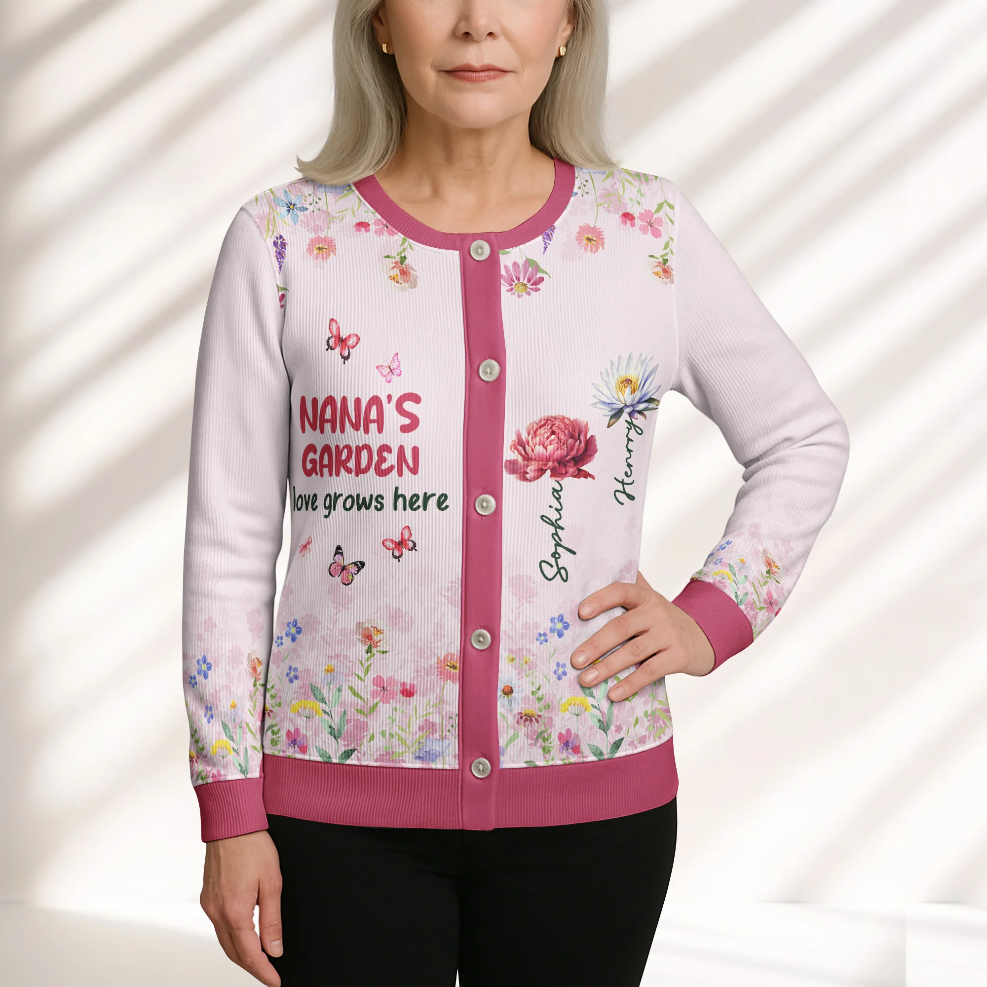 Grandma's Garden - Personalized Crewneck Cardigan - Image 5