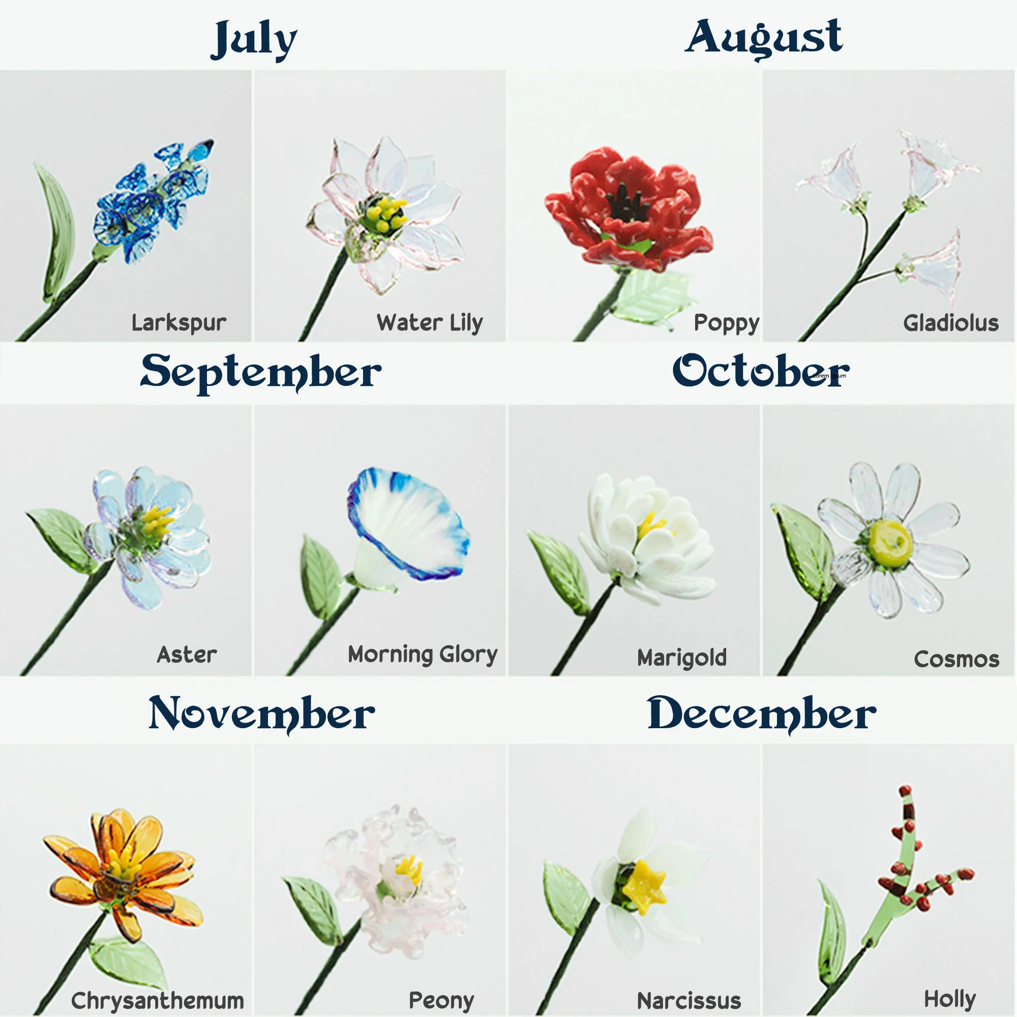 Grandma's Garden - Personalized Vase With Glass Birth Month Flowers - Image 6
