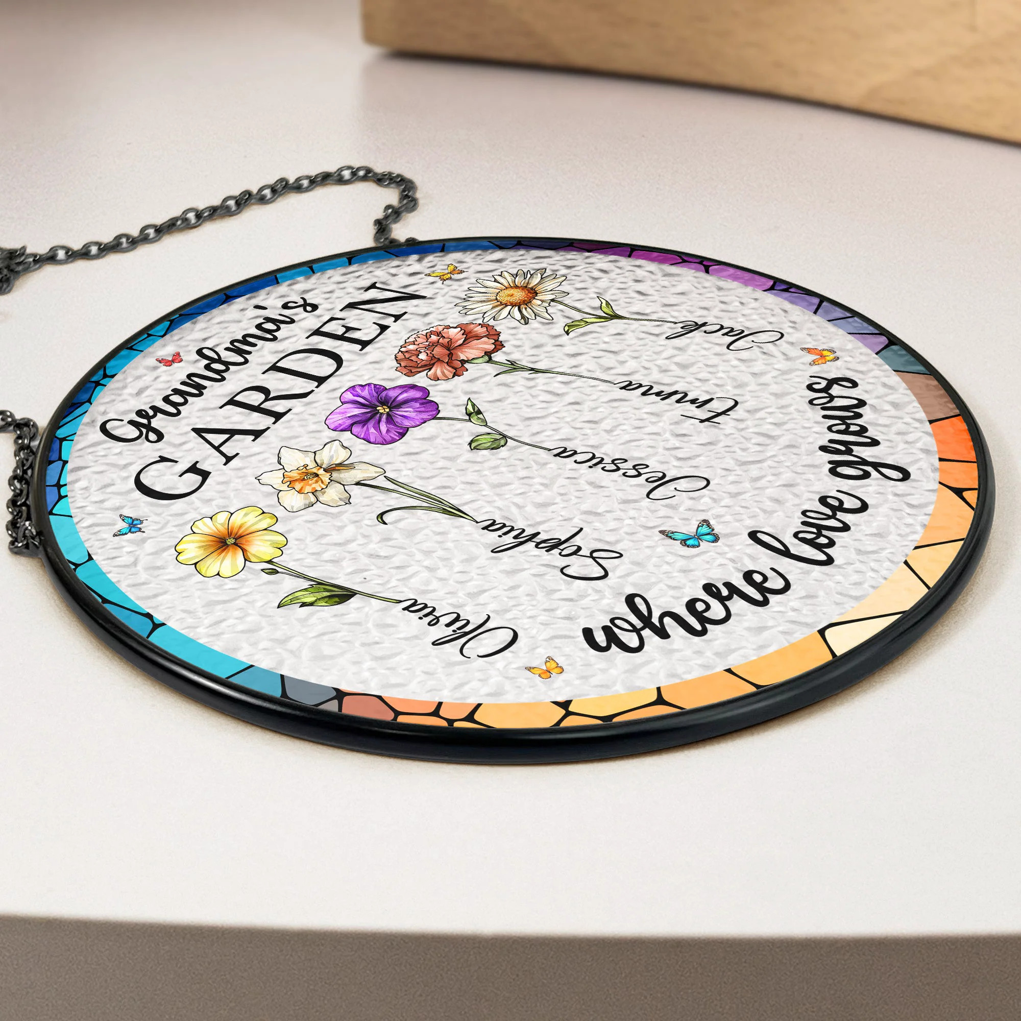 Grandma's Garden Where Love Grows - Personalized Window Hanging Suncatcher - Image 3