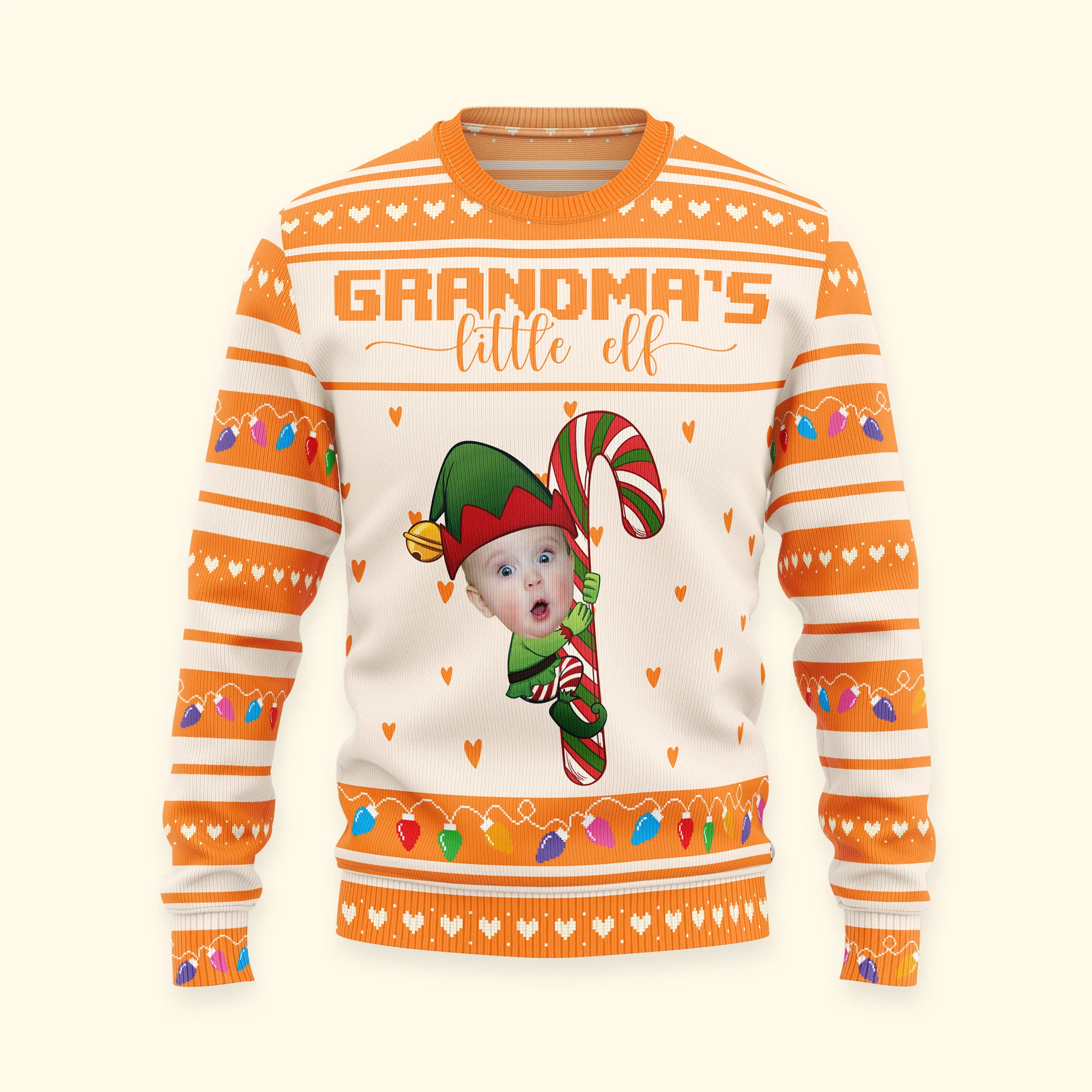 Grandma's Little Elves - Personalized Photo Ugly Sweater - Image 7