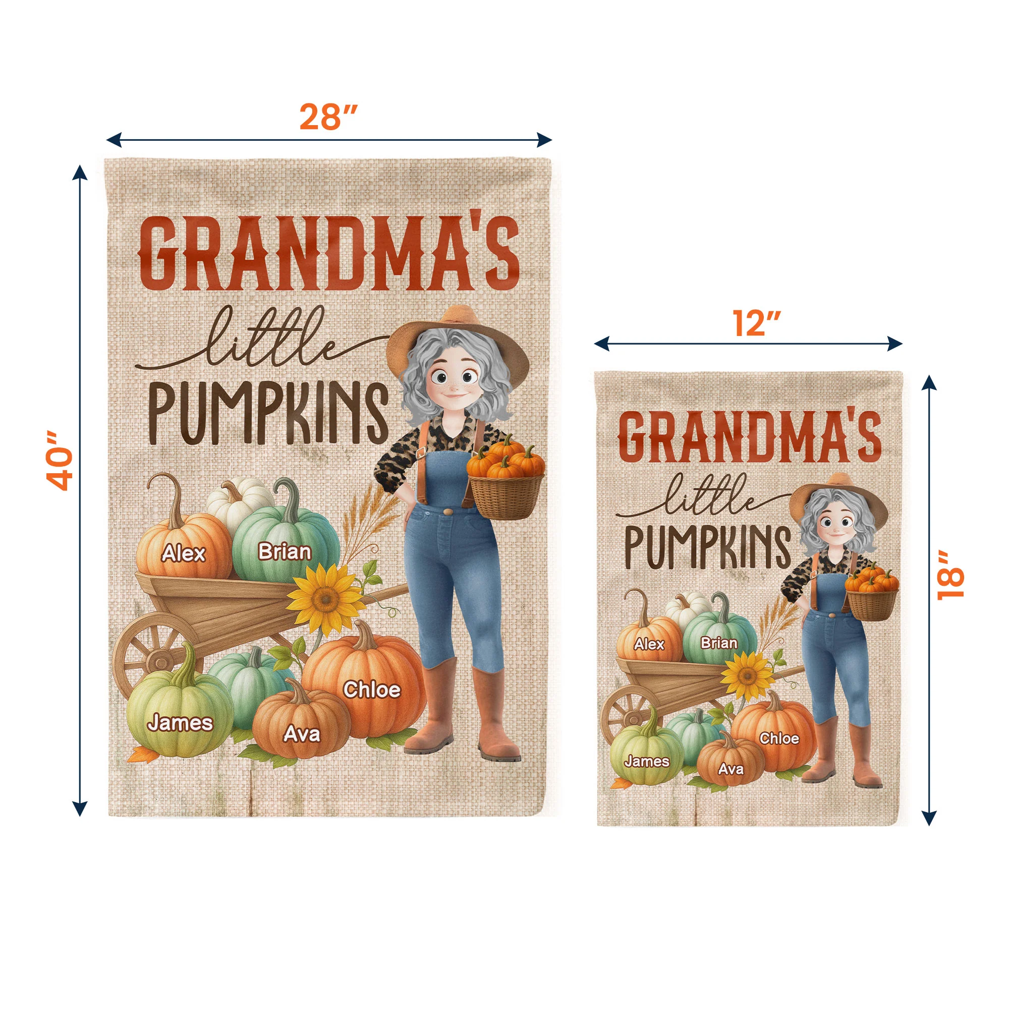 Grandma's Little Pumpkins Love Nana Life Kids, Grandkids Names - Personalized Flag - Image 4