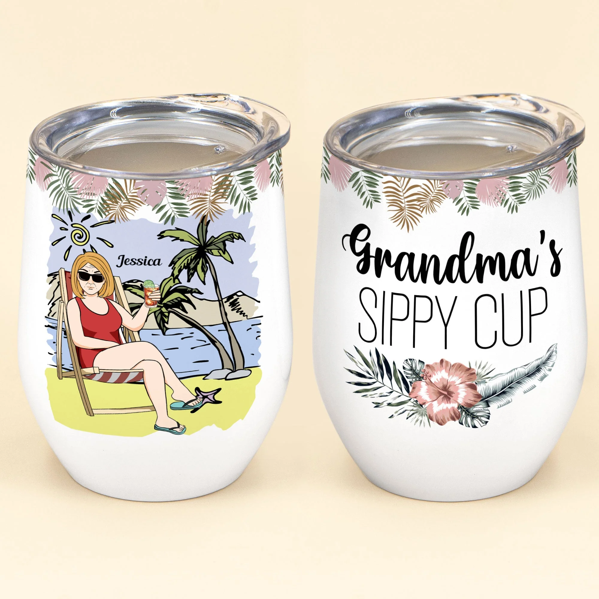 Grandma's Sippy Cup - Personalized Wine Tumbler - Birthday, Funny, Mother's Day, Summer Gift For Mom, Mother, Wife, Grandma, Nana - Image 2