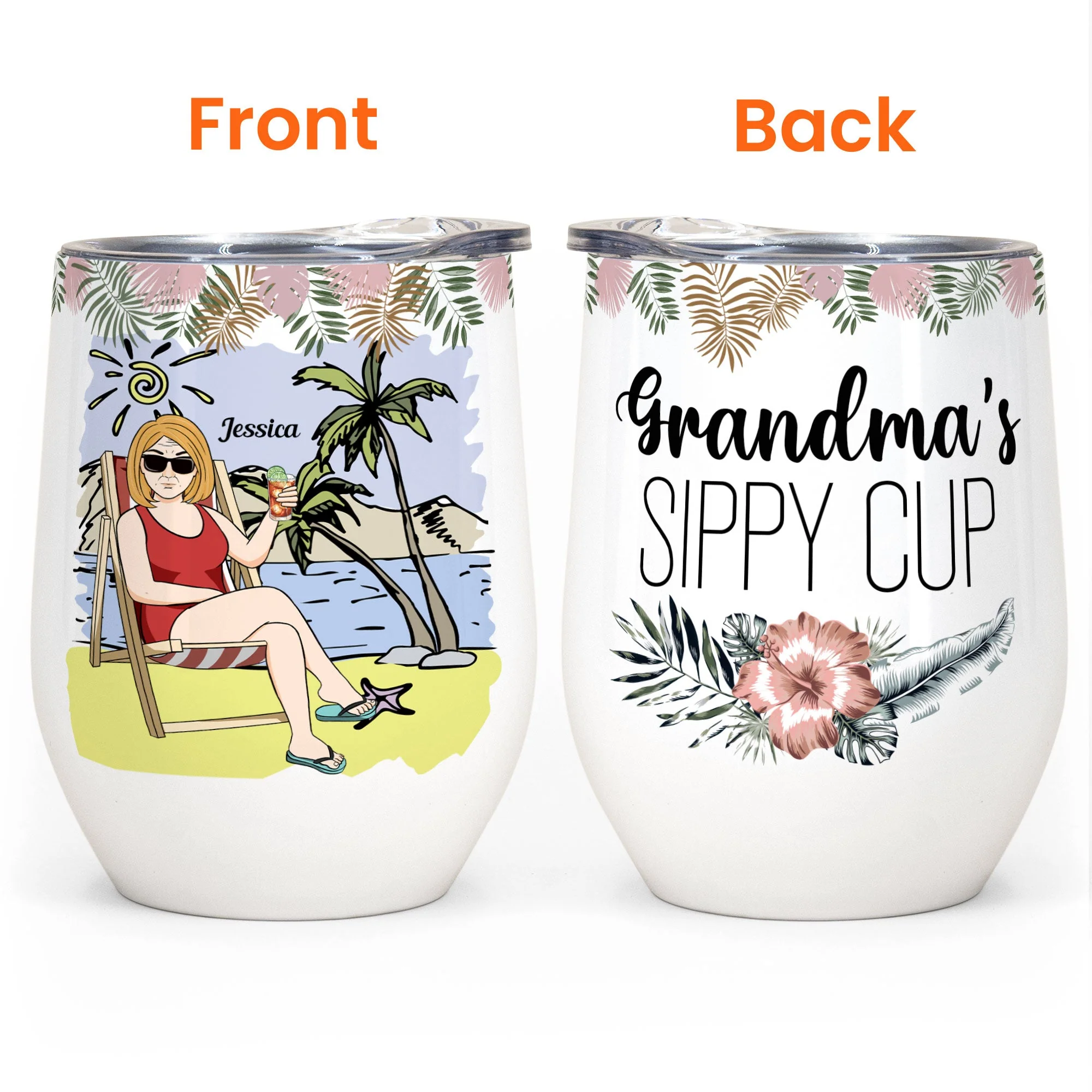 Grandma's Sippy Cup - Personalized Wine Tumbler - Birthday, Funny, Mother's Day, Summer Gift For Mom, Mother, Wife, Grandma, Nana - Image 4