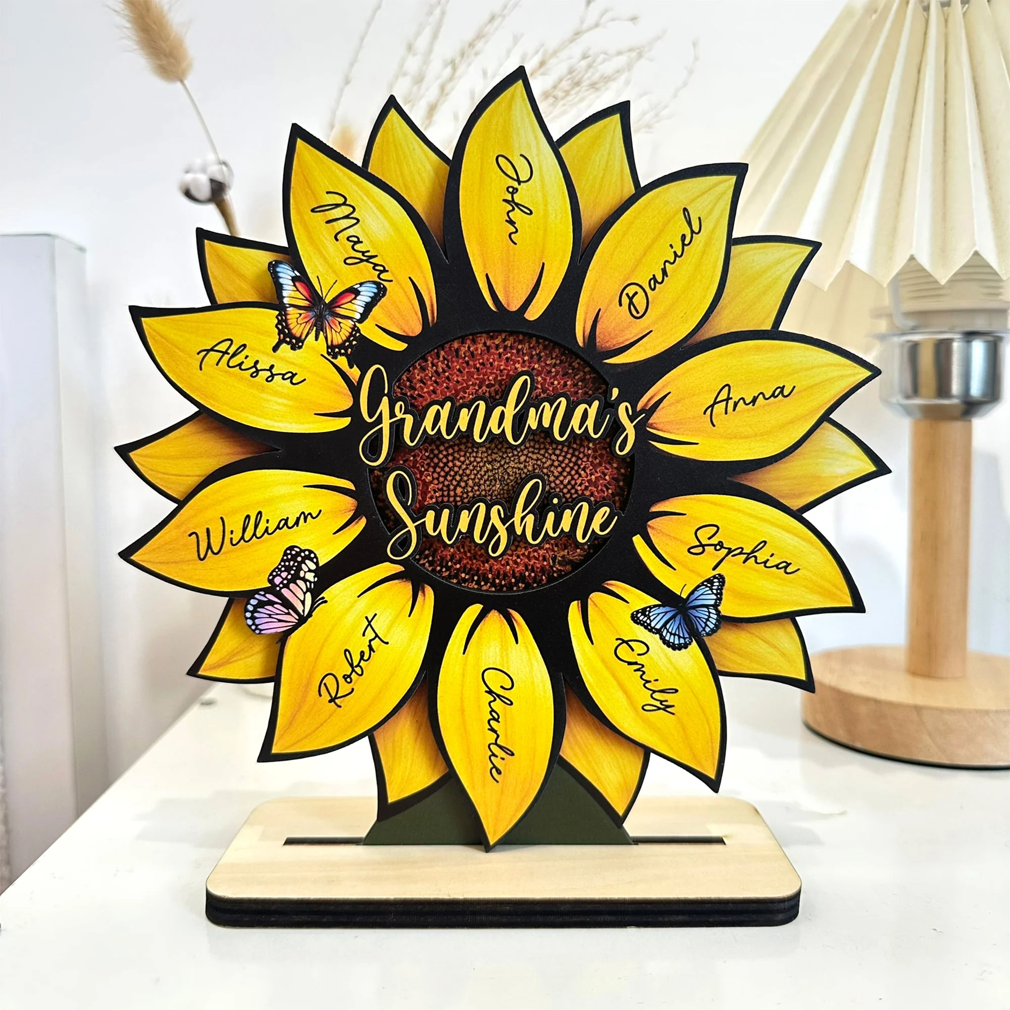 Grandma's Sunshine, Grandma's Garden Sunflowers For Nana, Mimi, Gigi - Personalized Wooden Plaque