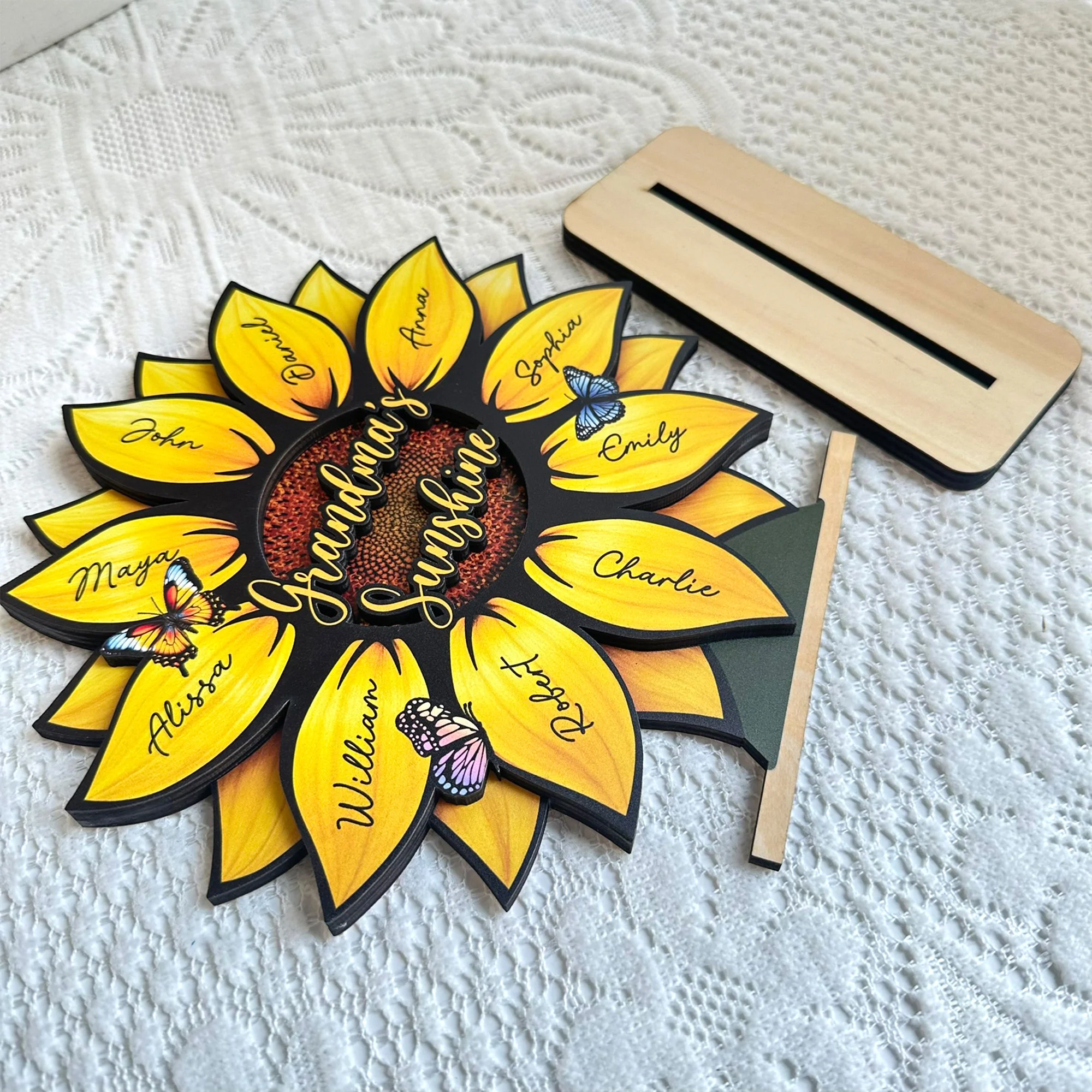 Grandma's Sunshine, Grandma's Garden Sunflowers For Nana, Mimi, Gigi - Personalized Wooden Plaque - Image 4