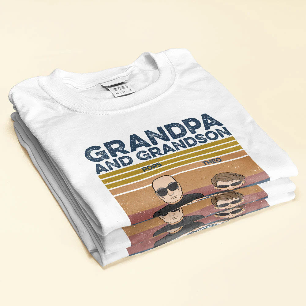 Grandpa and Grandson Best Friends For Life - Personalized Shirt - Man And Kid Fistbump - Image 2