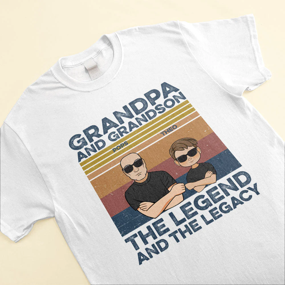 Grandpa and Grandson Best Friends For Life - Personalized Shirt - Man And Kid Fistbump - Image 3