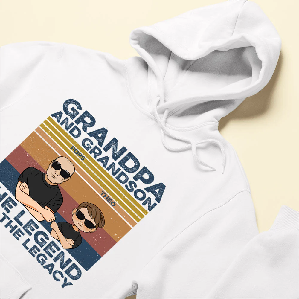 Grandpa and Grandson Best Friends For Life - Personalized Shirt - Man And Kid Fistbump - Image 6