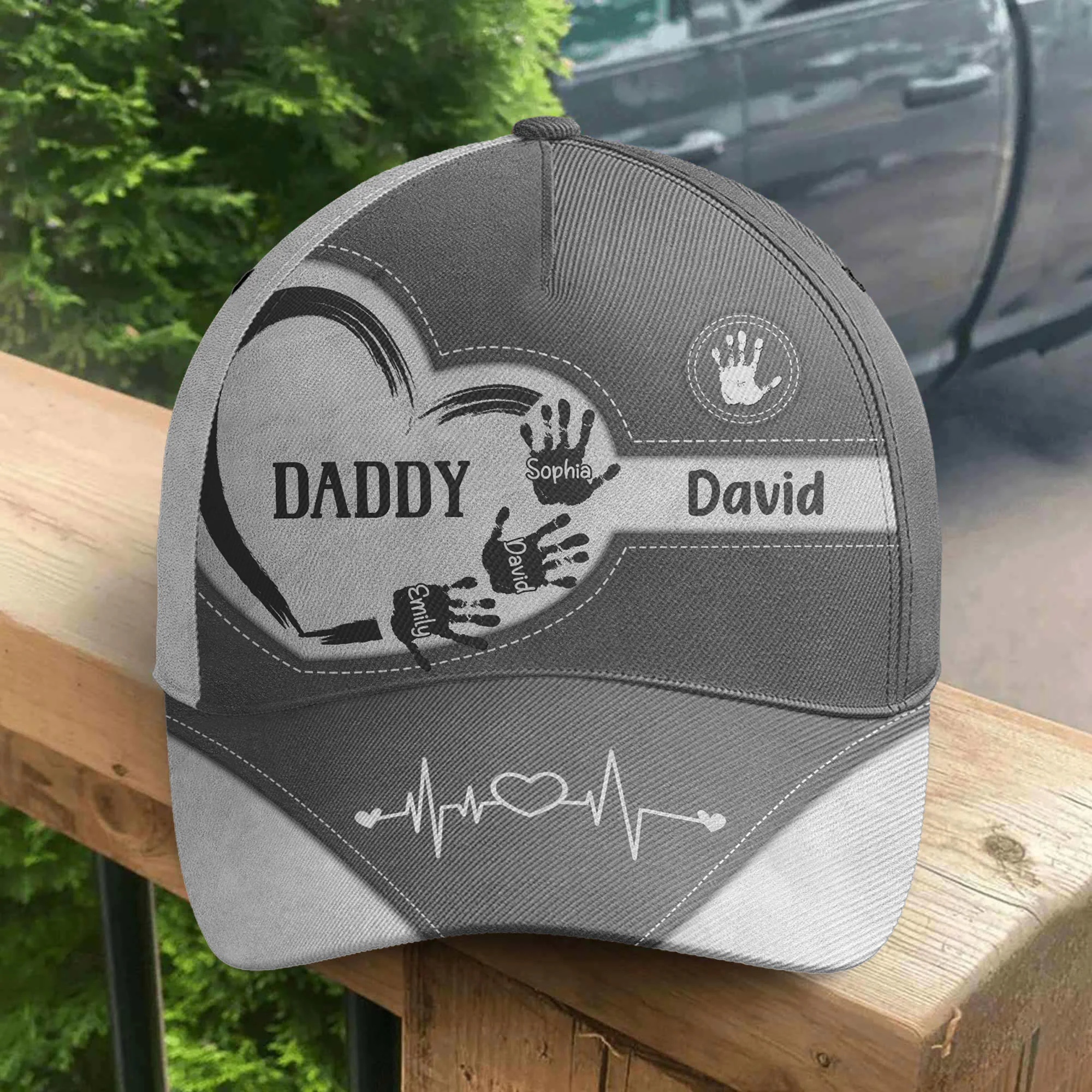 Grandpa Dad Kids Handprints - Personalized Classic Cap - Gift For Grandpa - Image 4