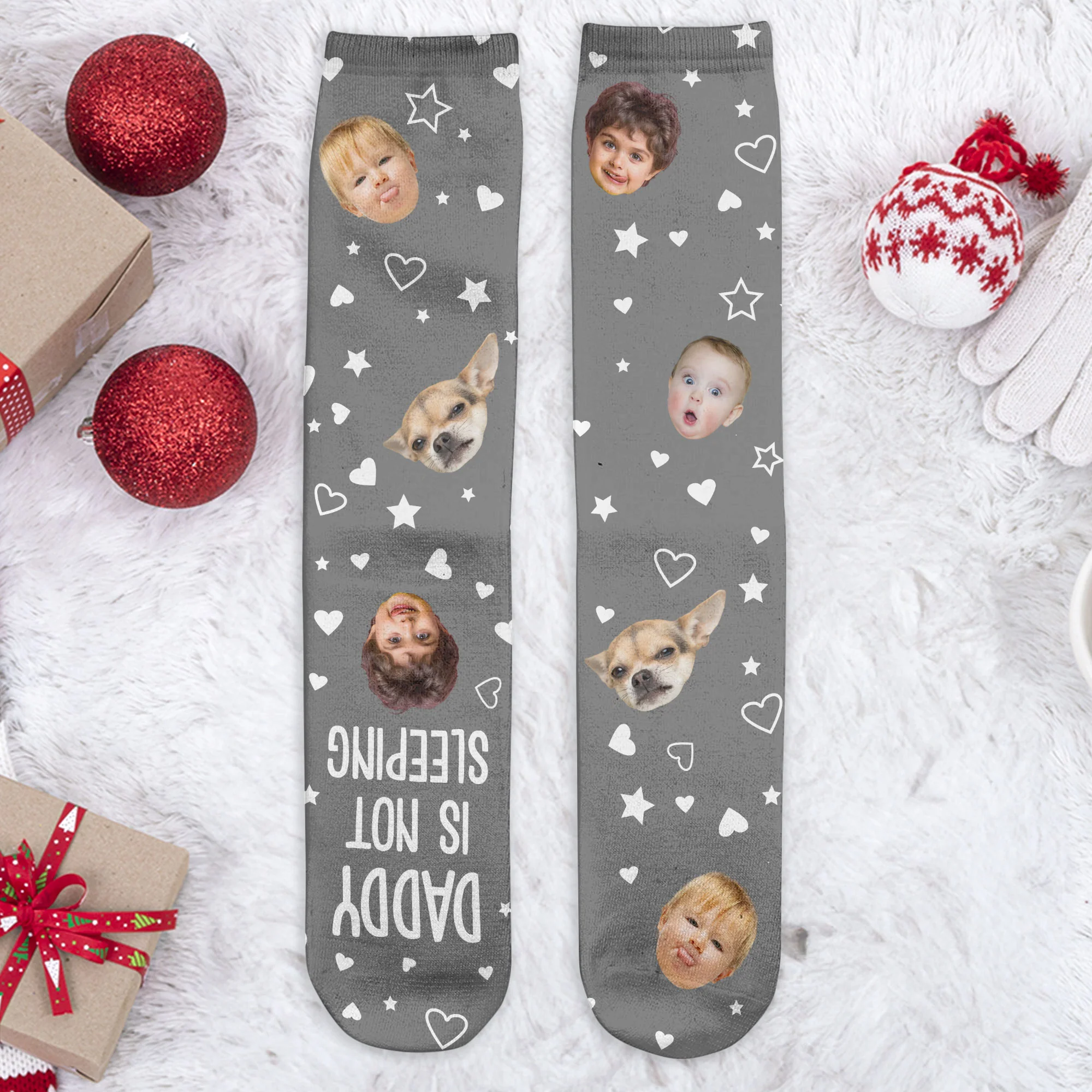 Grandpa, Dad Not Sleeping, He Is Resting His Eyes - Personalized Photo Crew Socks - Image 5