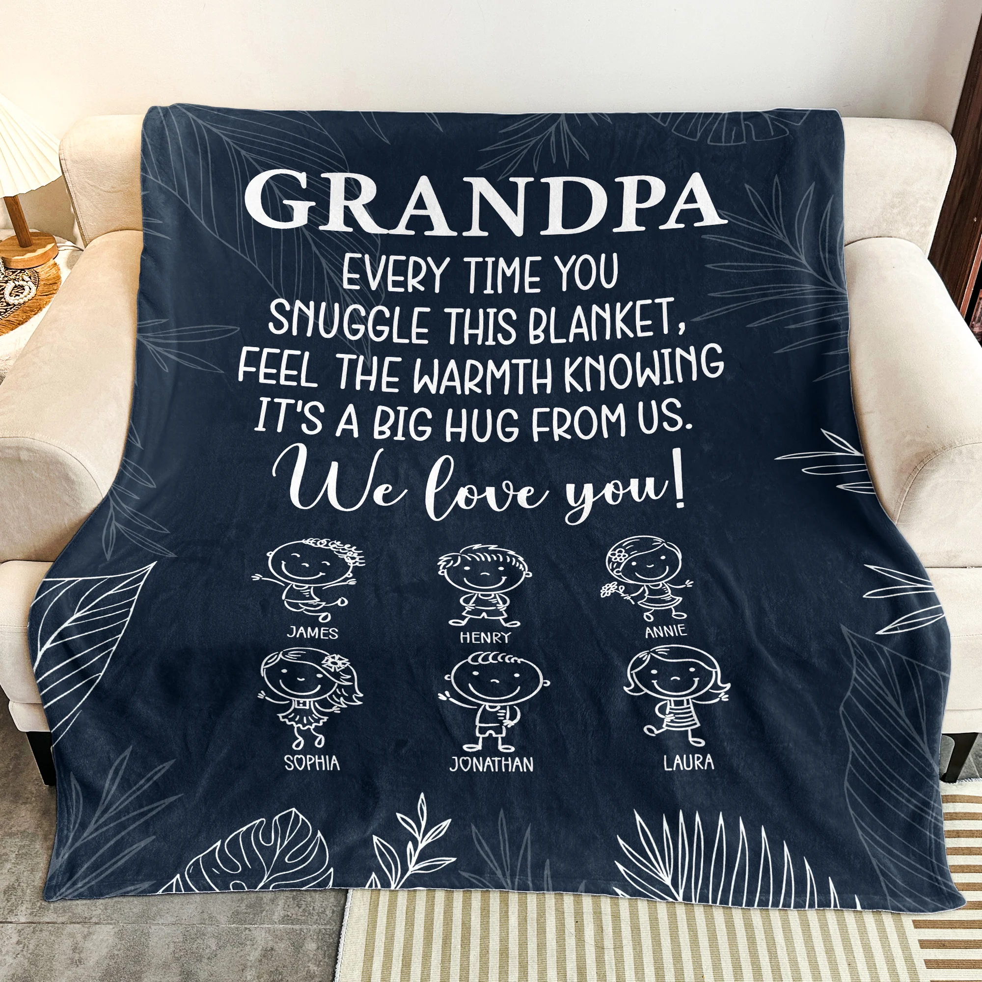 Grandpa From Doodle Grandkids - Personalized Blanket - Image 3