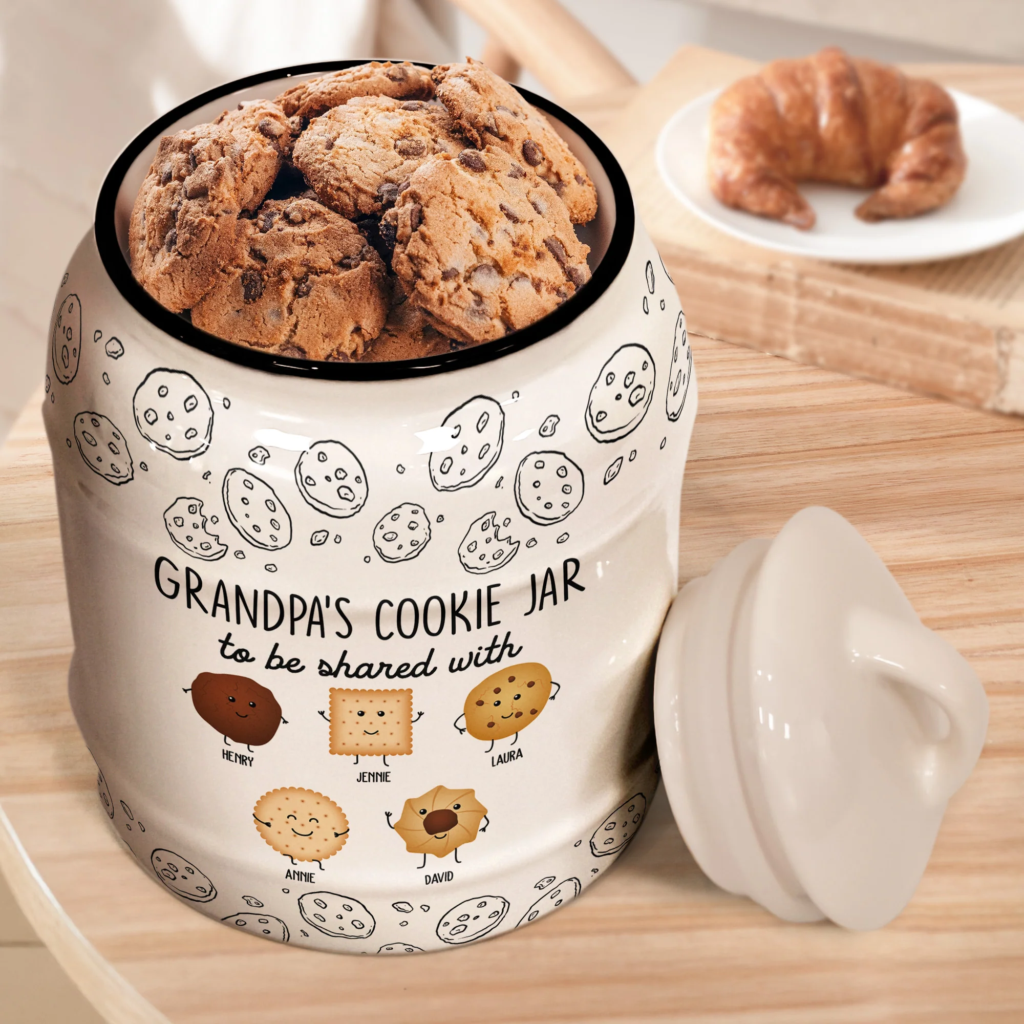 Grandpa & Grandma's Cookie Jar To Be Shared With Kids - Personalized Cookie Jar - Image 3