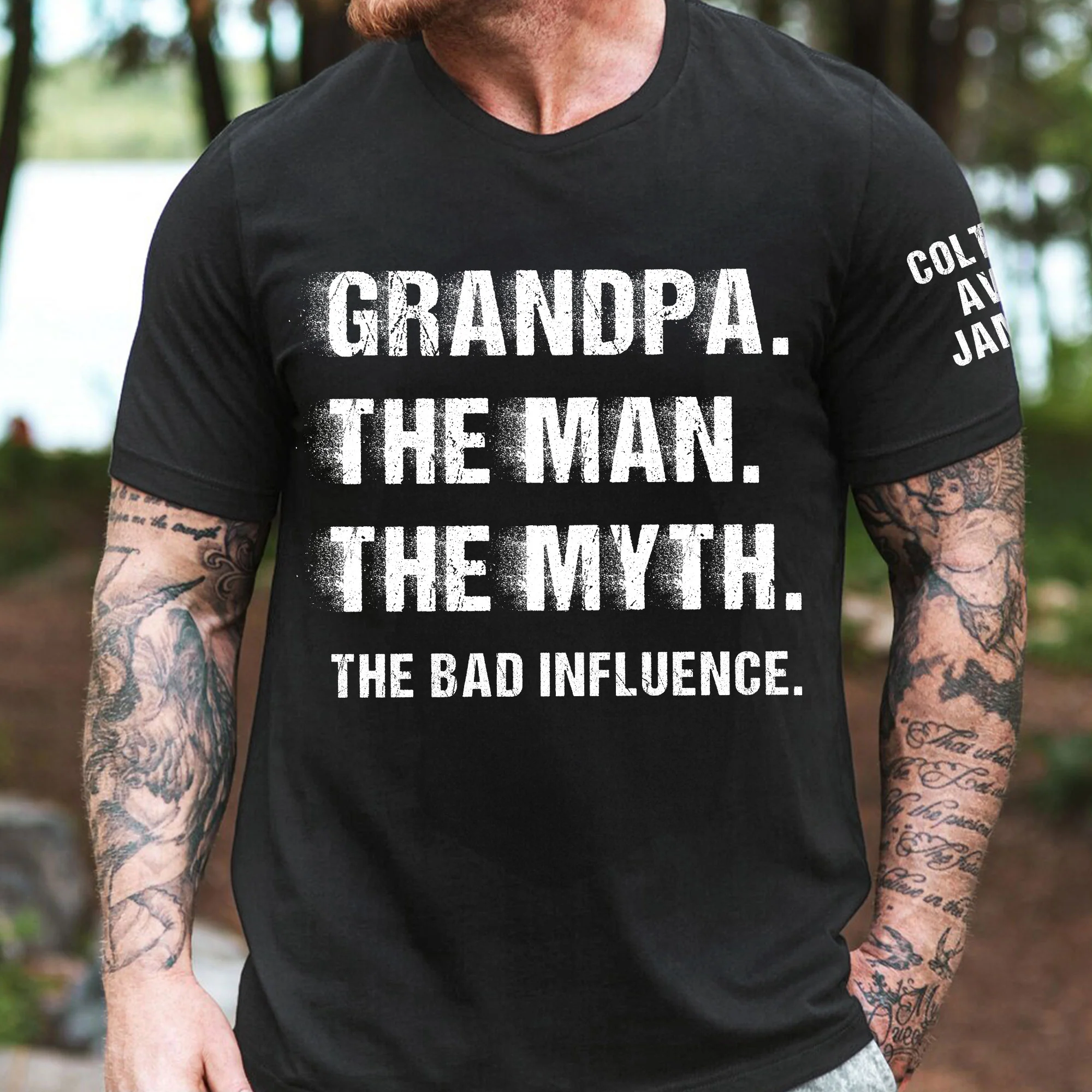 Grandpa The Man The Myth The Bad Influence Custom With Grandkids' Names - Up To 12 Names - Personalized Shirt - Image 4