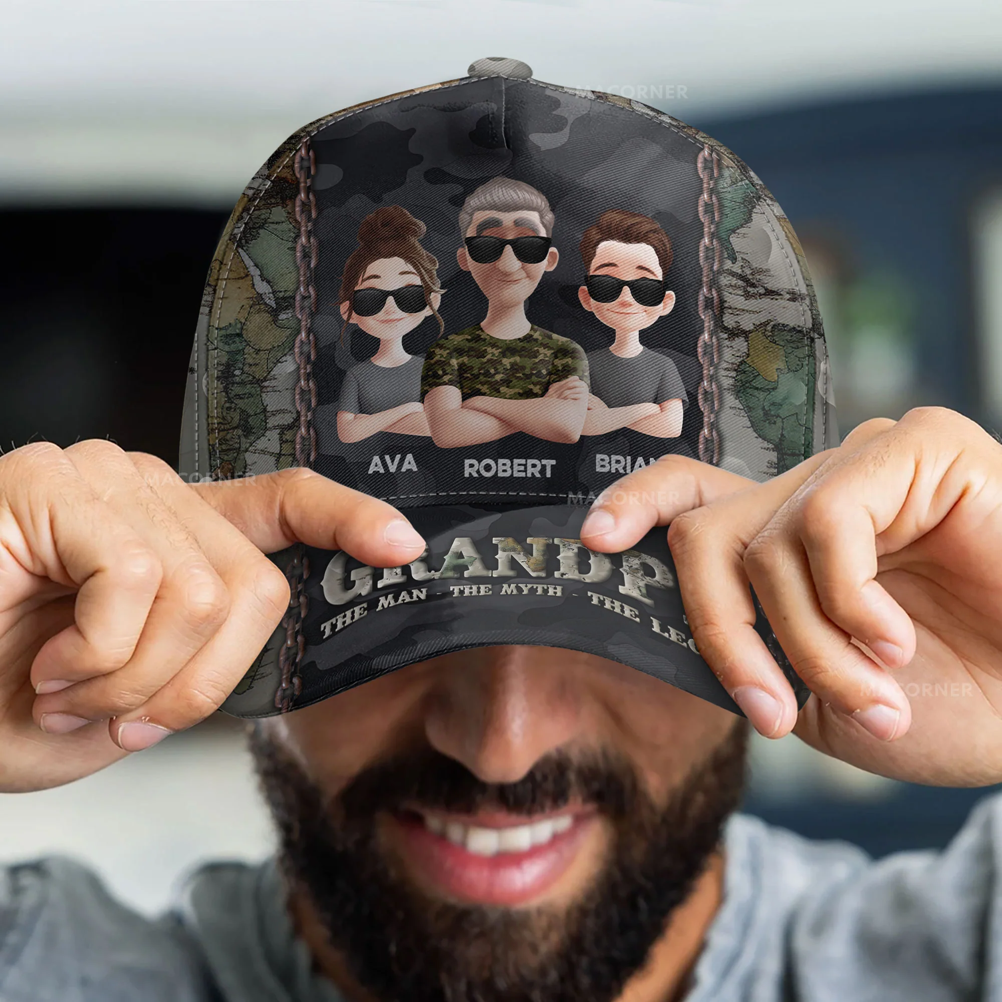 Grandpa The Man The Myth The Legend - Personalized Classic Cap - Image 4