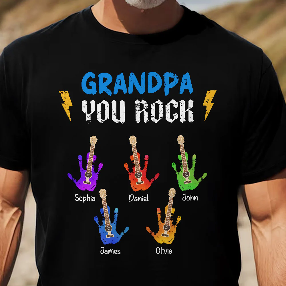 Grandpa You Rock - Personalized Shirt - Gift For Grandpa - Image 2