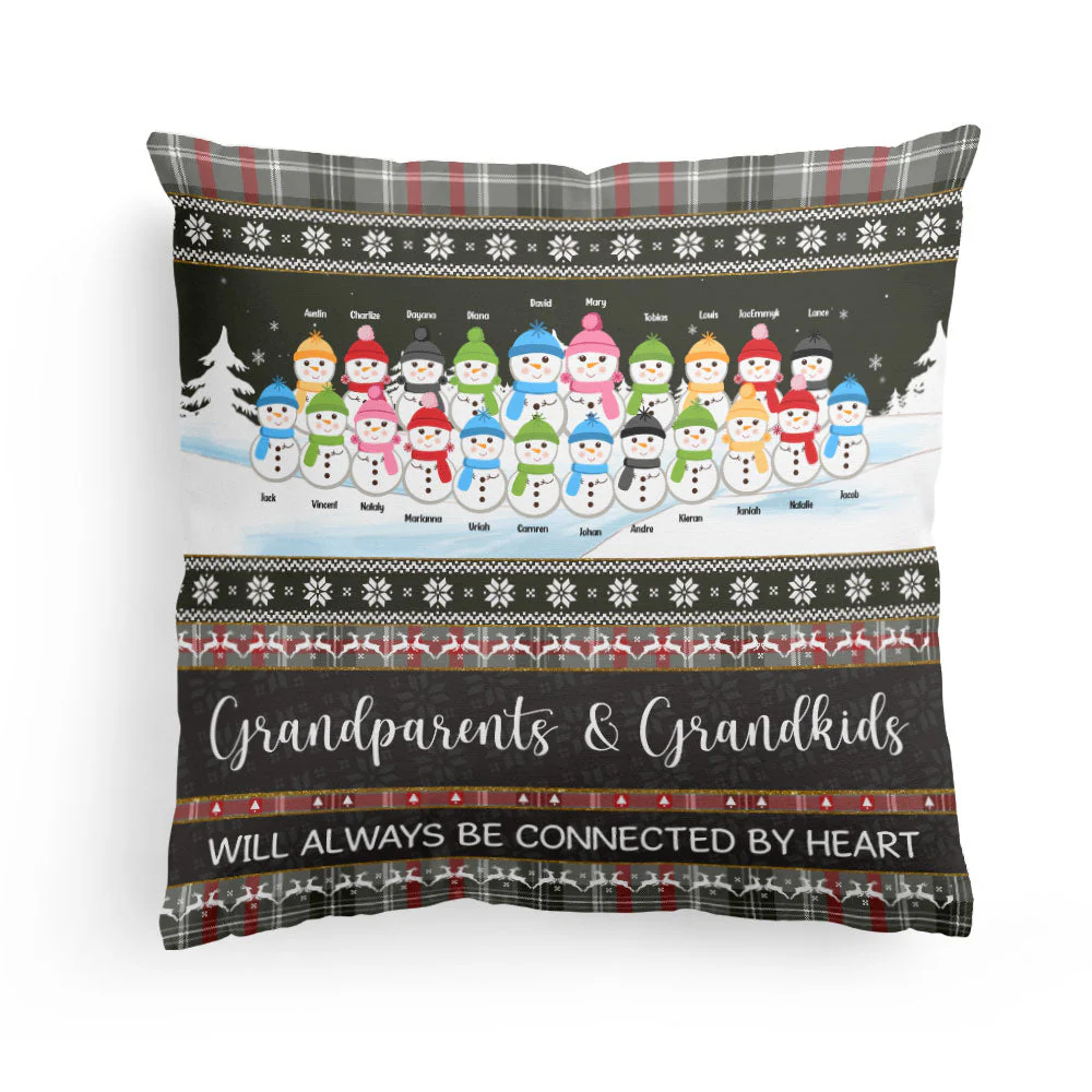 Grandparents & Grandkids Connected By Heart - Personalized Pillow (Insert Included) - Christmas, Home Decor, Loving Gift For Grandma, Grandpa, Granddaughters, Grandsons