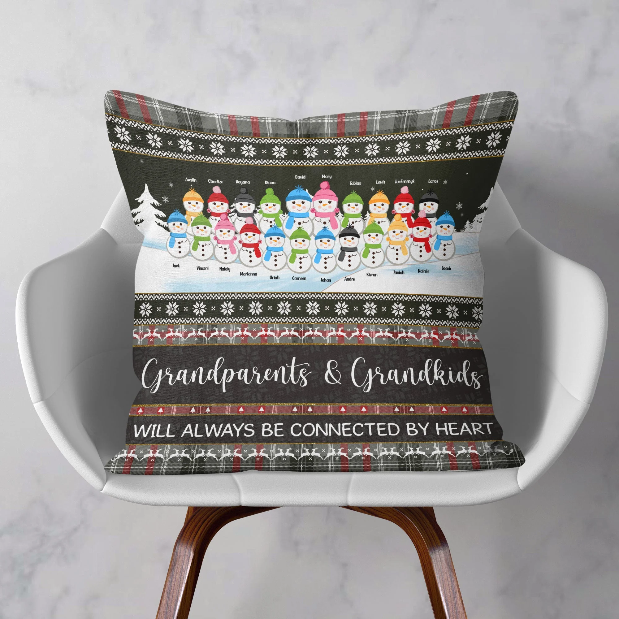 Grandparents & Grandkids Connected By Heart - Personalized Pillow (Insert Included) - Christmas, Home Decor, Loving Gift For Grandma, Grandpa, Granddaughters, Grandsons - Image 2