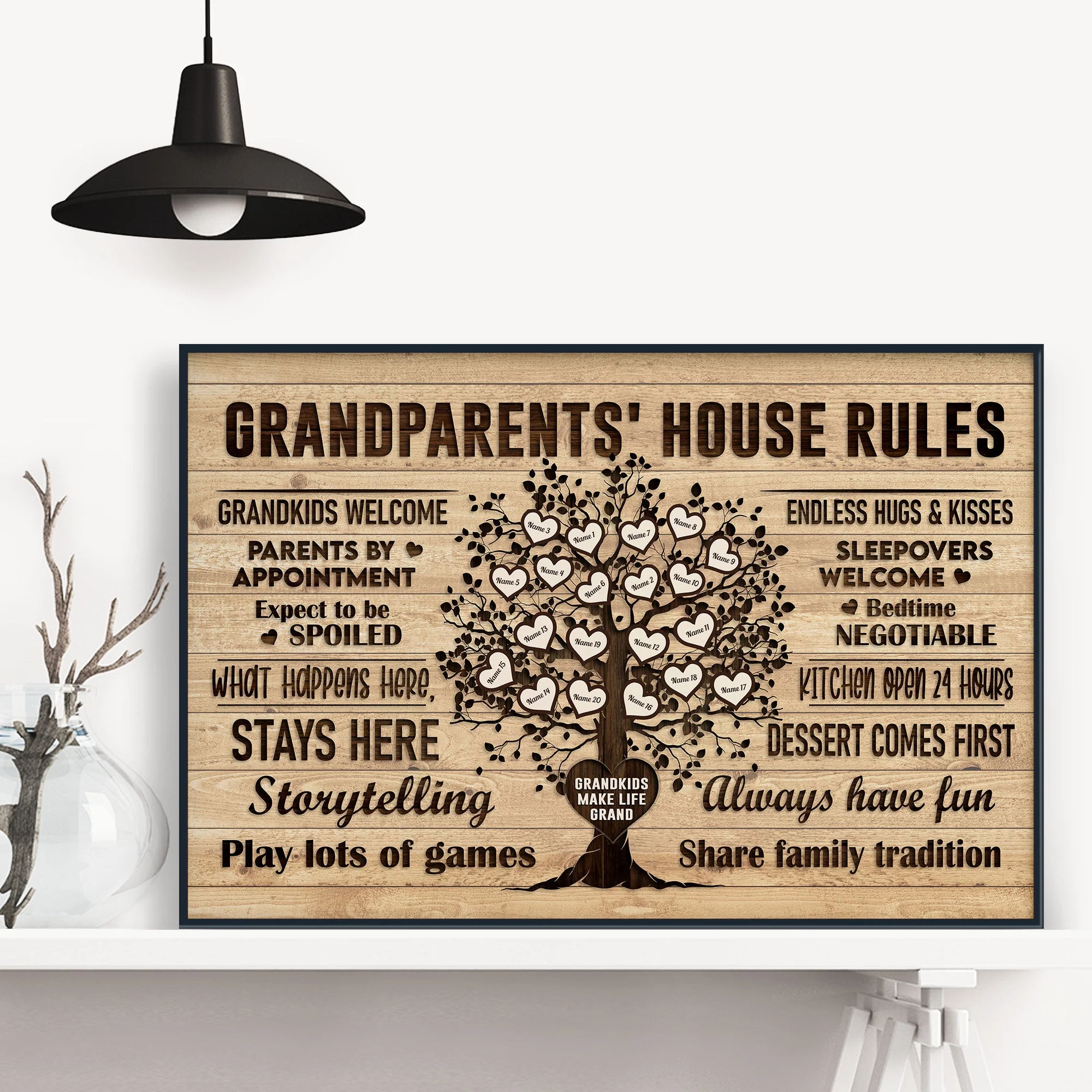 Grandparents House Rules - Personalized Poster/Wrapped Canvas - Birthday & Christmas Gift For Grandma Grandpa - Image 2