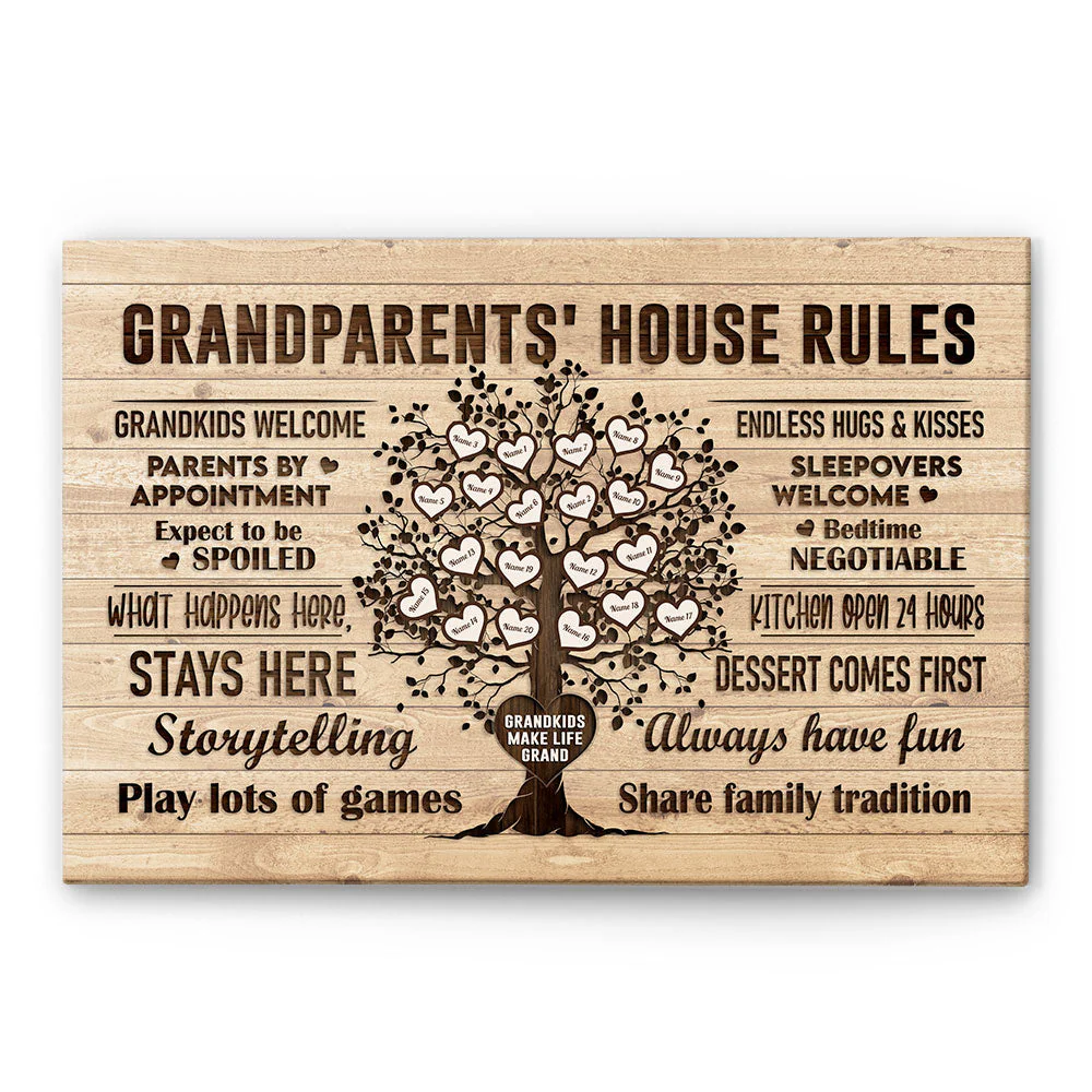 Grandparents House Rules - Personalized Poster/Wrapped Canvas - Birthday & Christmas Gift For Grandma Grandpa - Image 4