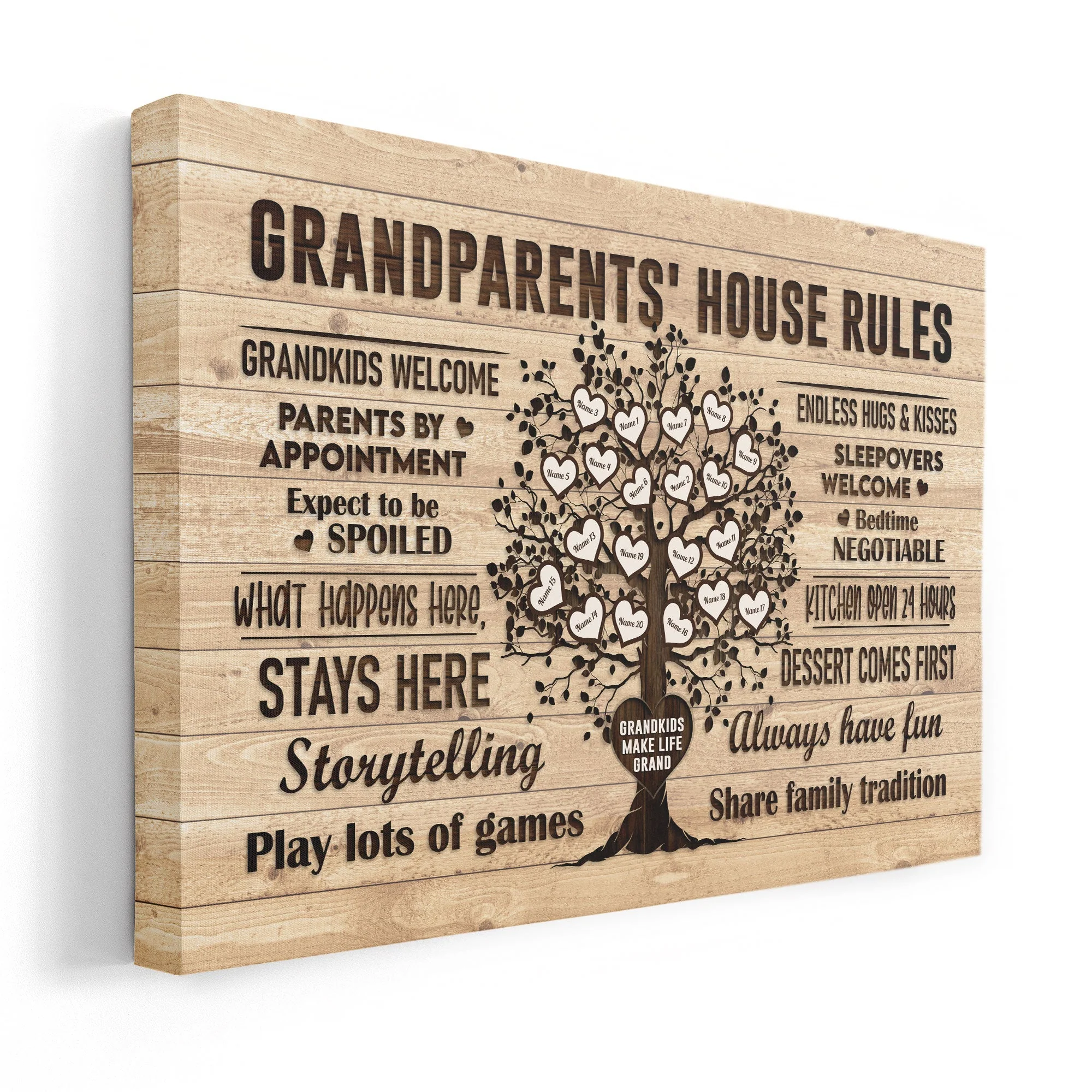 Grandparents House Rules - Personalized Poster/Wrapped Canvas - Birthday & Christmas Gift For Grandma Grandpa - Image 5
