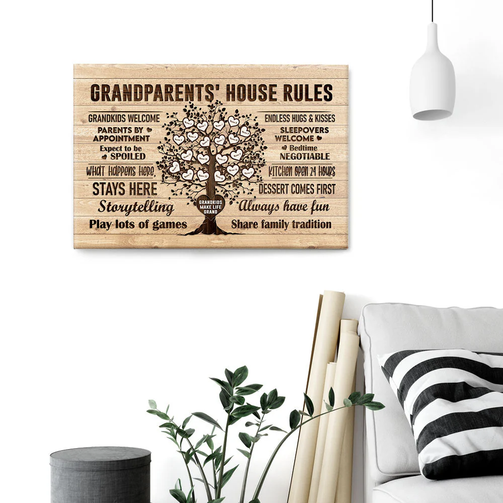 Grandparents House Rules - Personalized Poster/Wrapped Canvas - Birthday & Christmas Gift For Grandma Grandpa - Image 6