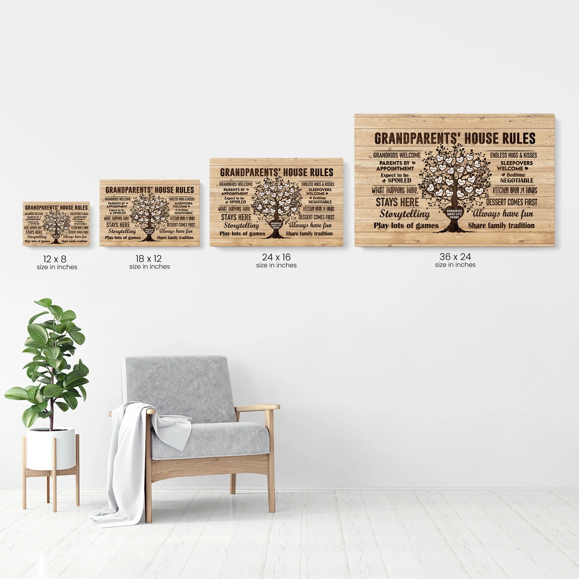 Grandparents House Rules - Personalized Poster/Wrapped Canvas - Birthday & Christmas Gift For Grandma Grandpa - Image 7