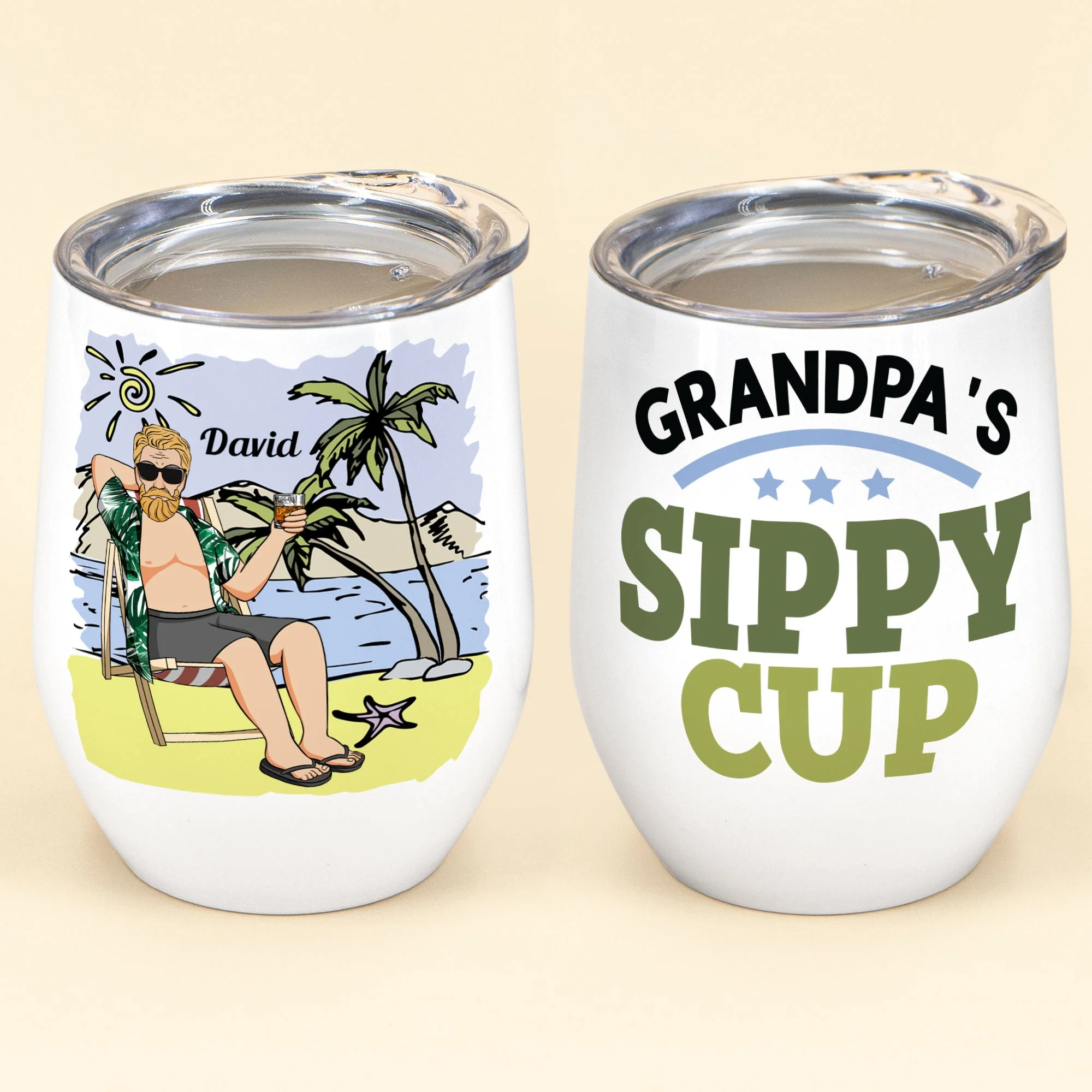 Grandpa's Sippy Cup - Personalized Wine Tumbler - Birhday, Funny, Father's Day, Summer Gift For Husband, Dad, Father, Papa - Image 2