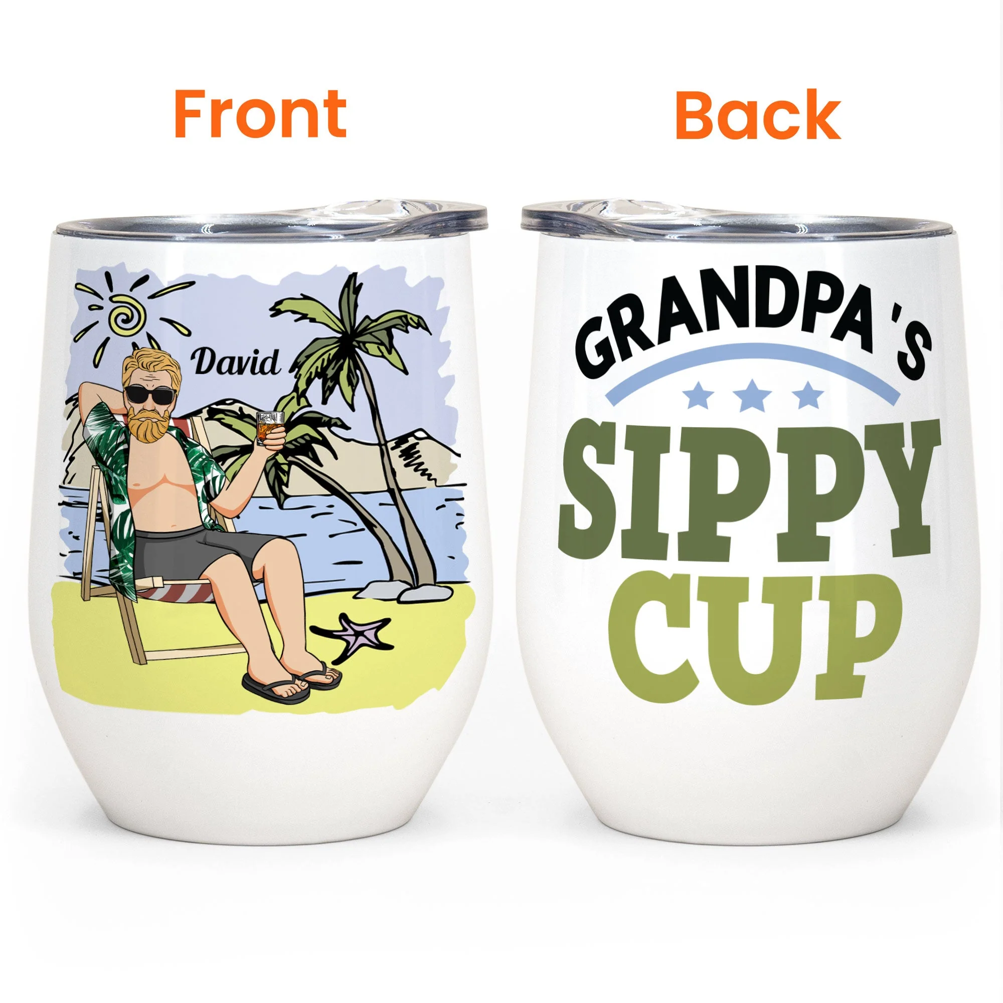 Grandpa's Sippy Cup - Personalized Wine Tumbler - Birhday, Funny, Father's Day, Summer Gift For Husband, Dad, Father, Papa - Image 4