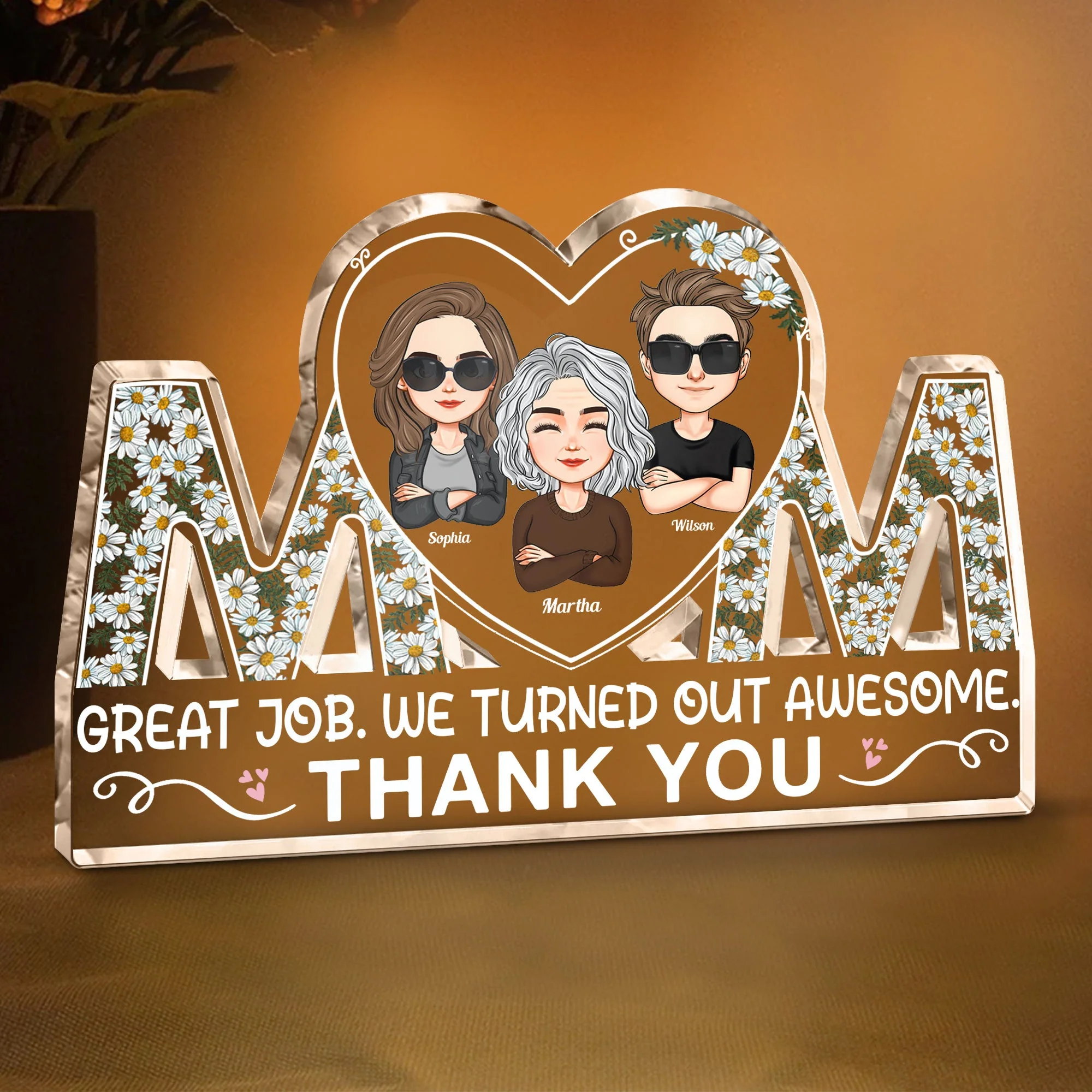 Great Job We Turned Out Awesome - Personalized Mom Shaped Acrylic Plaque - Image 3