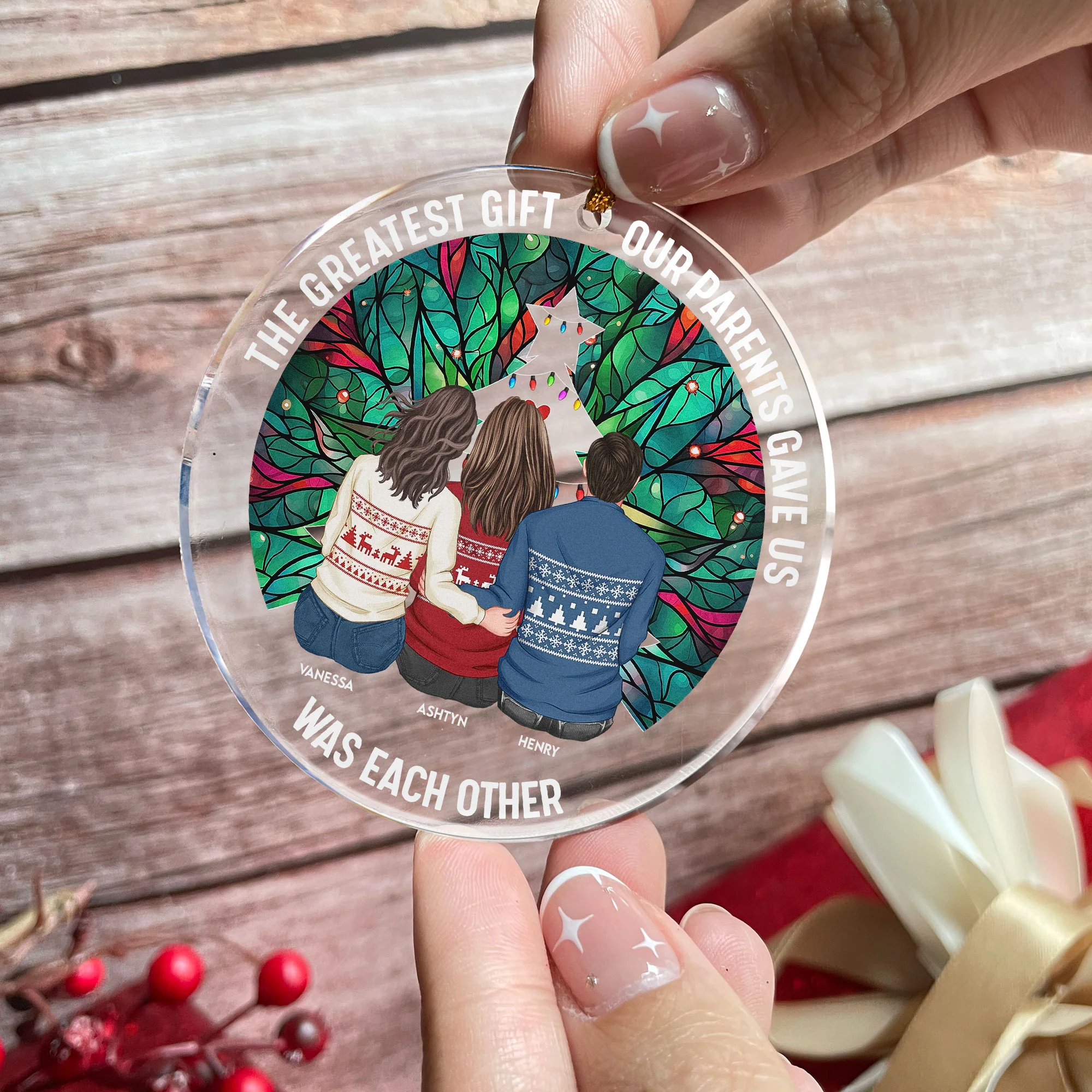 Greatest Gift Our Parents Gave Us Was Each Other - Personalized Acrylic Ornament - Image 2