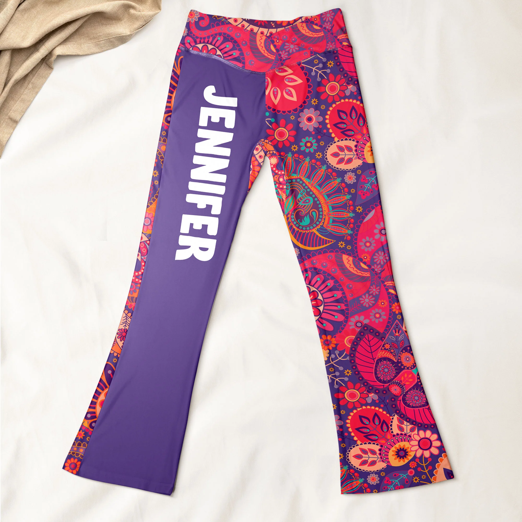 Groovy Retro Pattern - Personalized Flare Leggings - Image 2