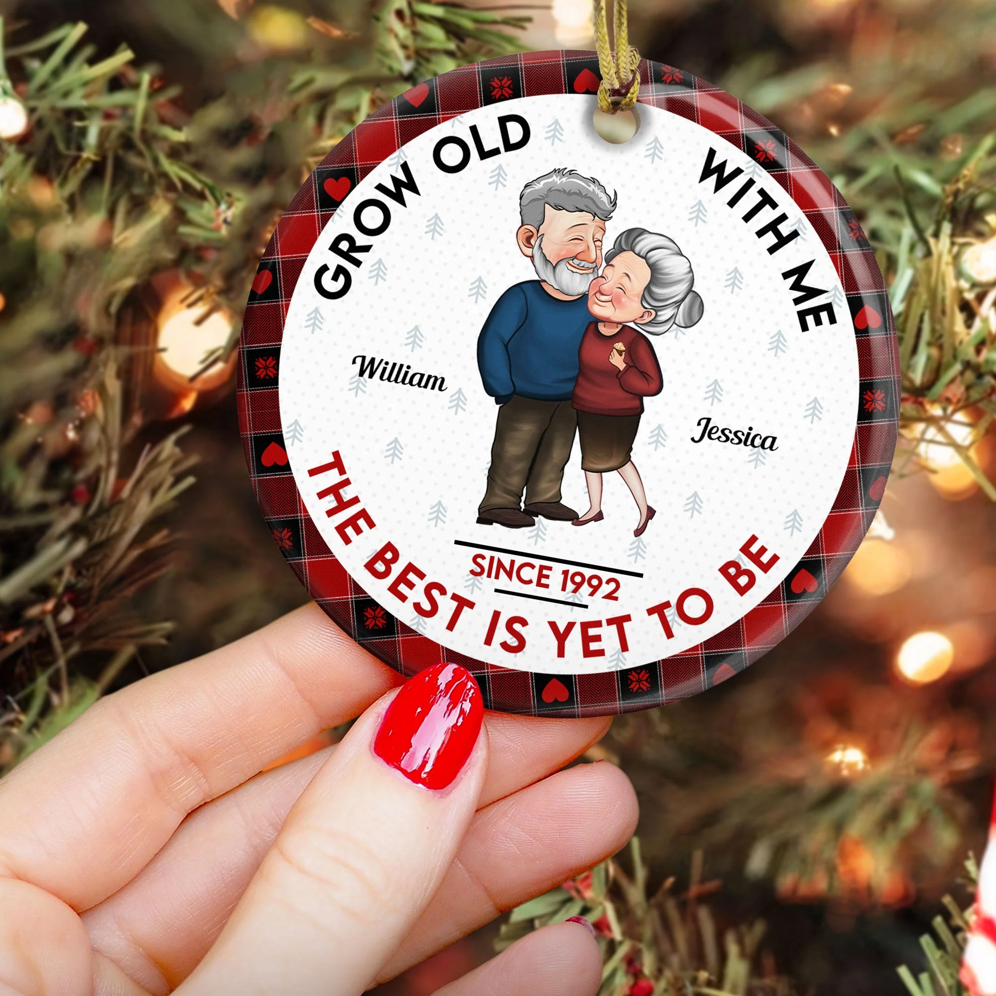 Grow Old With Me The Best Is Yet To Be - Personalized Ceramic Ornament - Image 4