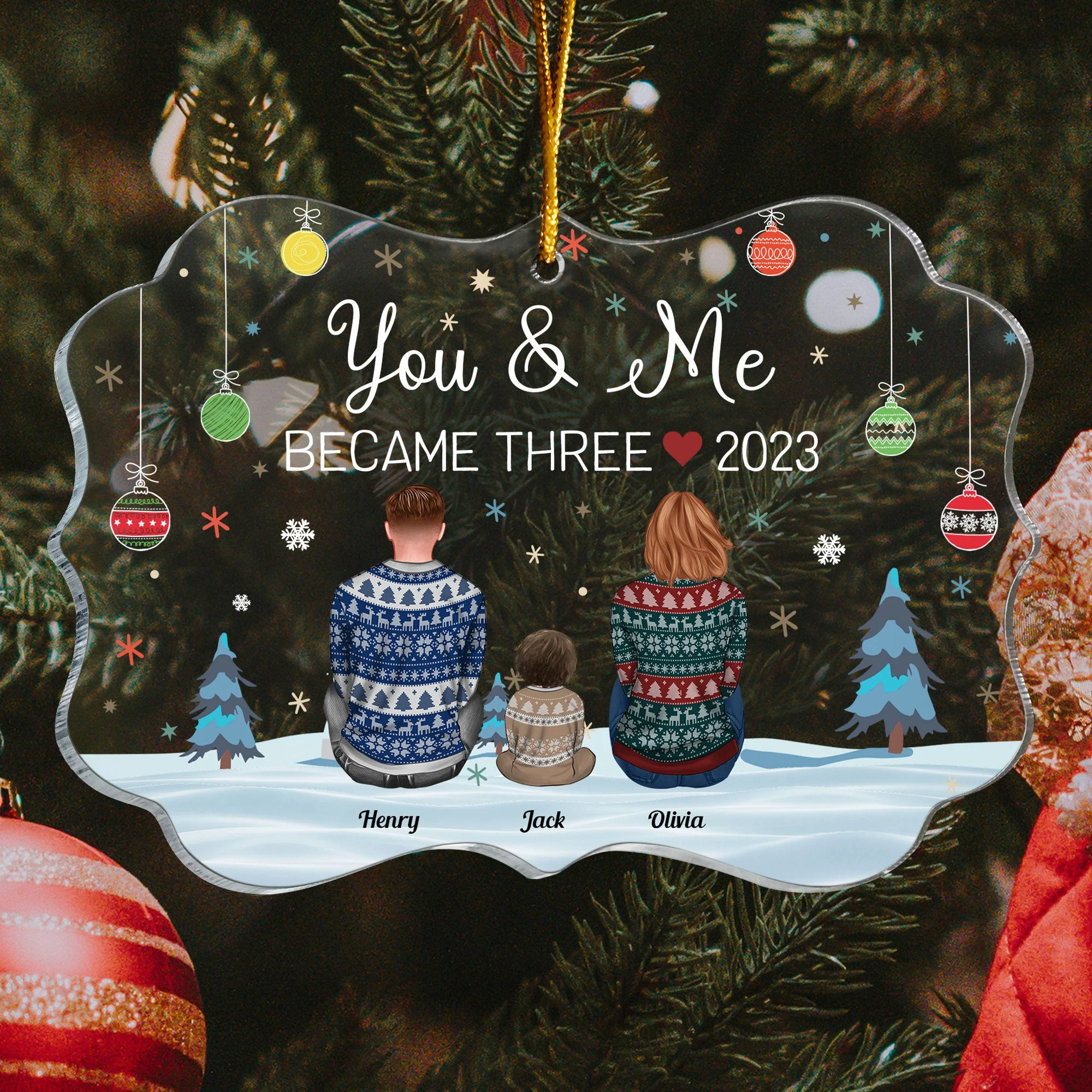 Growing Family, New Baby - Personalized Acrylic Ornament - Image 3