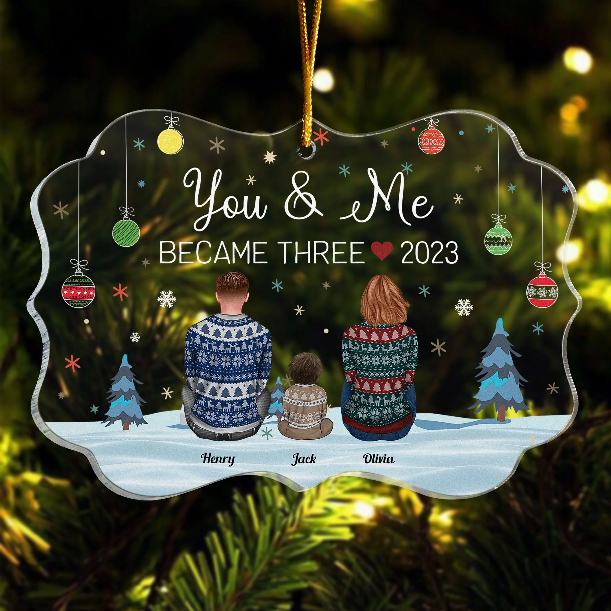 Growing Family, New Baby - Personalized Acrylic Ornament - Image 4
